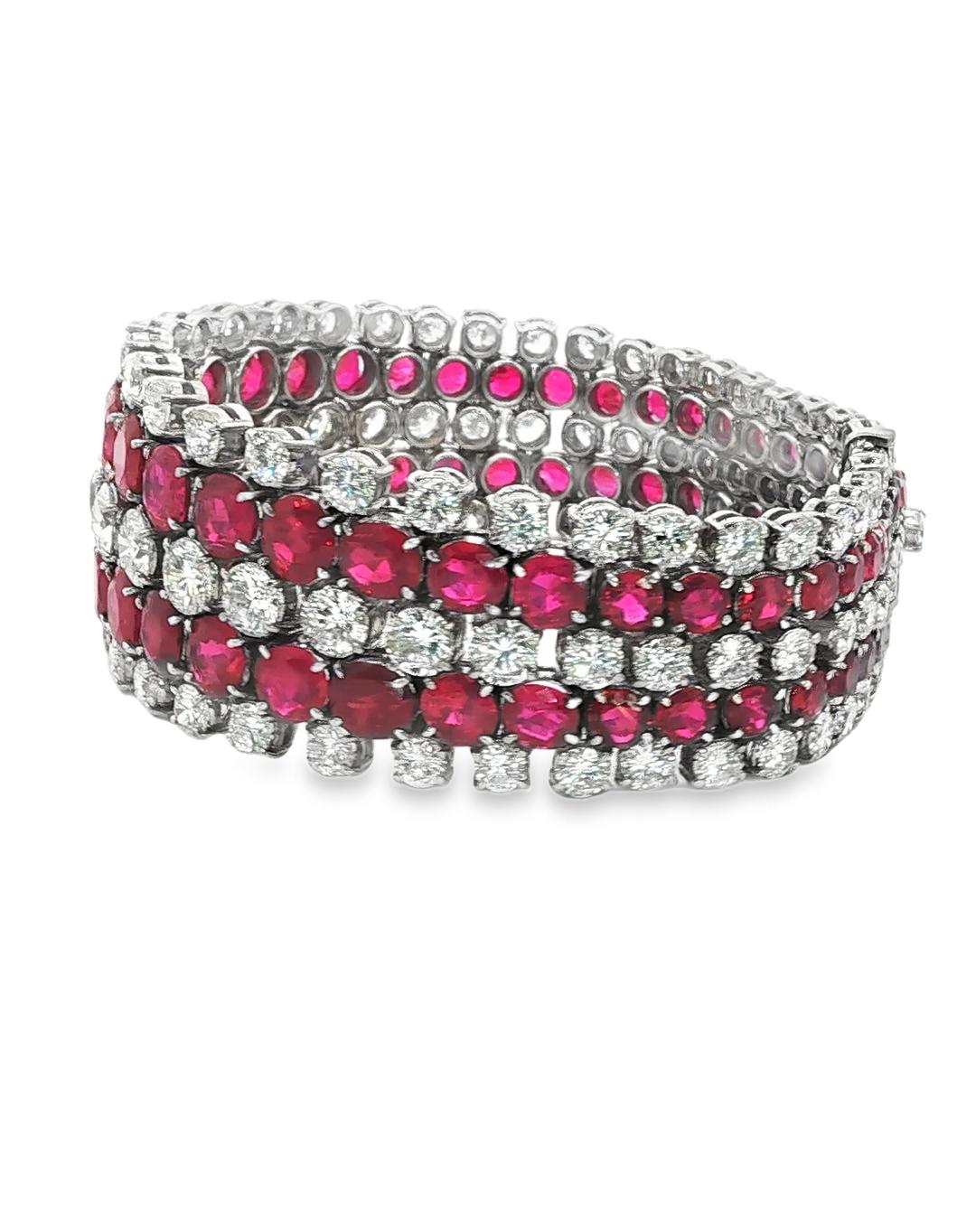 1960 Burmese Ruby and Diamond Bracelet in White Gold