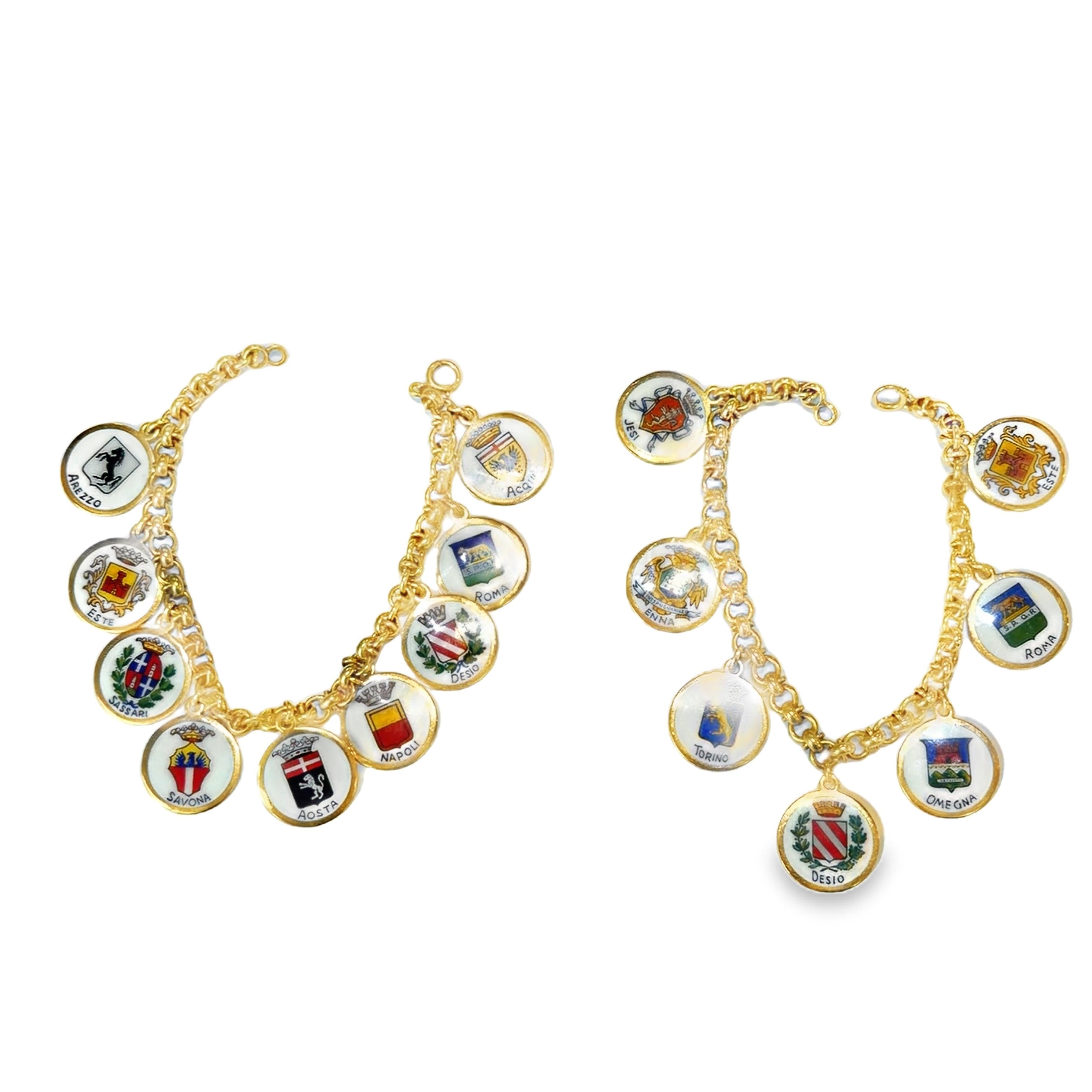 Gold And Enamel Italian Cities Charm Bracelets