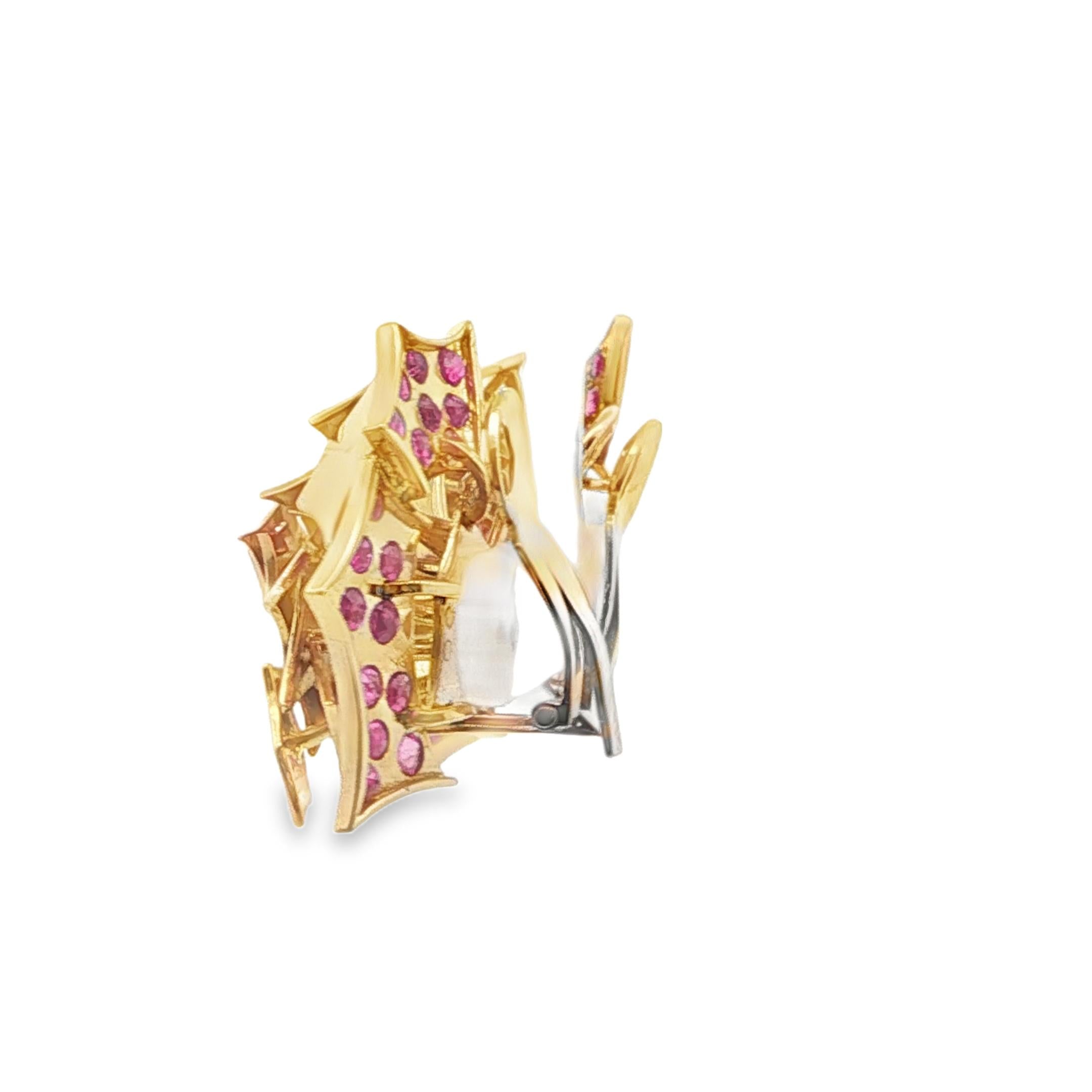 Vintage 18K Gold and Ruby Clip-On Earrings