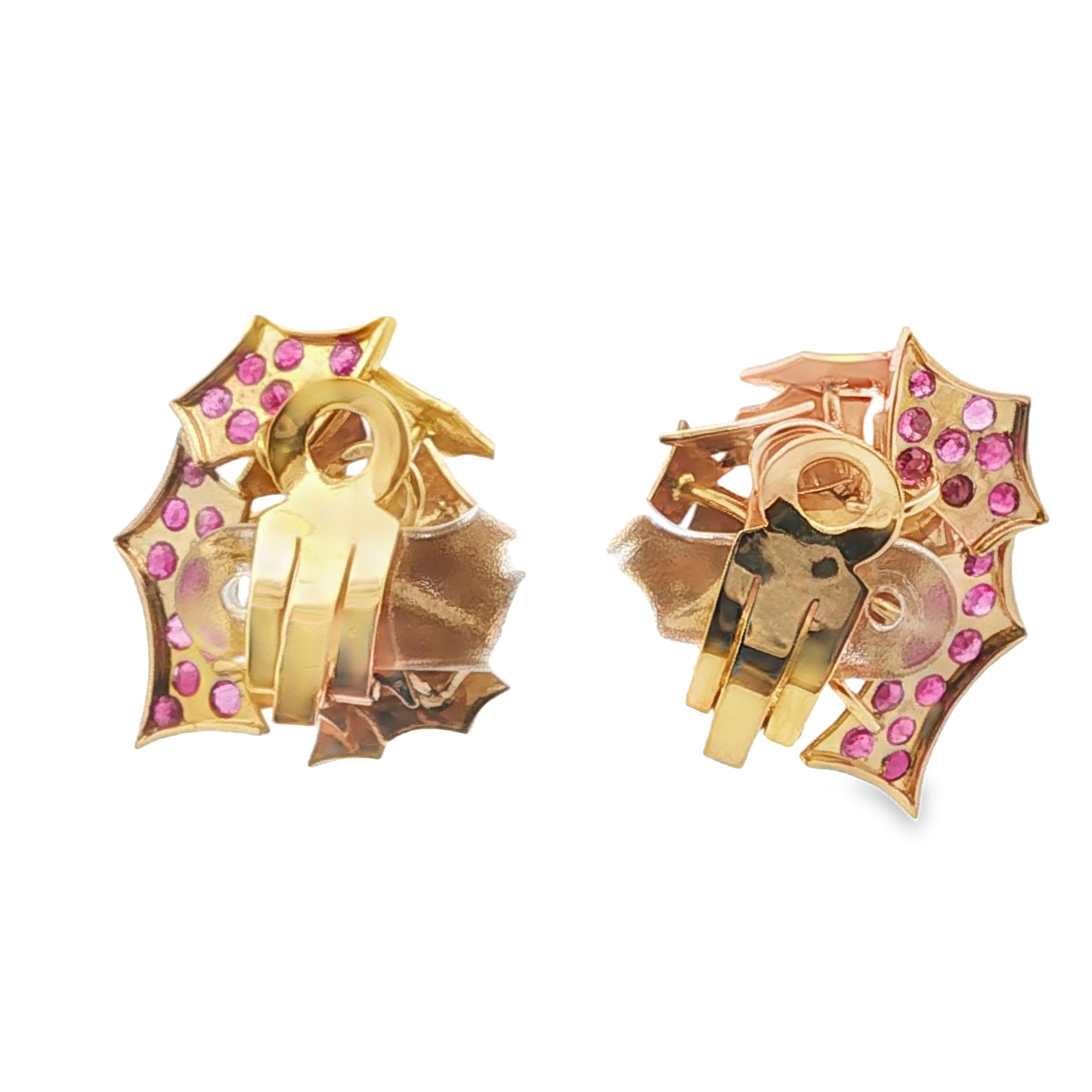 Vintage 18K Gold and Ruby Clip-On Earrings