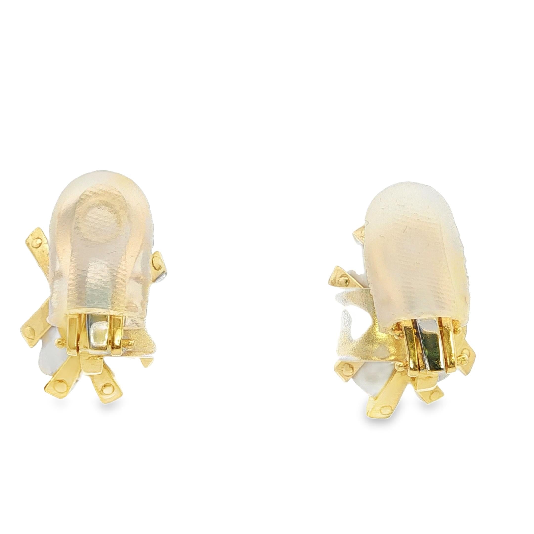 Platinum, Gold, Diamond, Yellow Sapphire, and Pearl Earrings