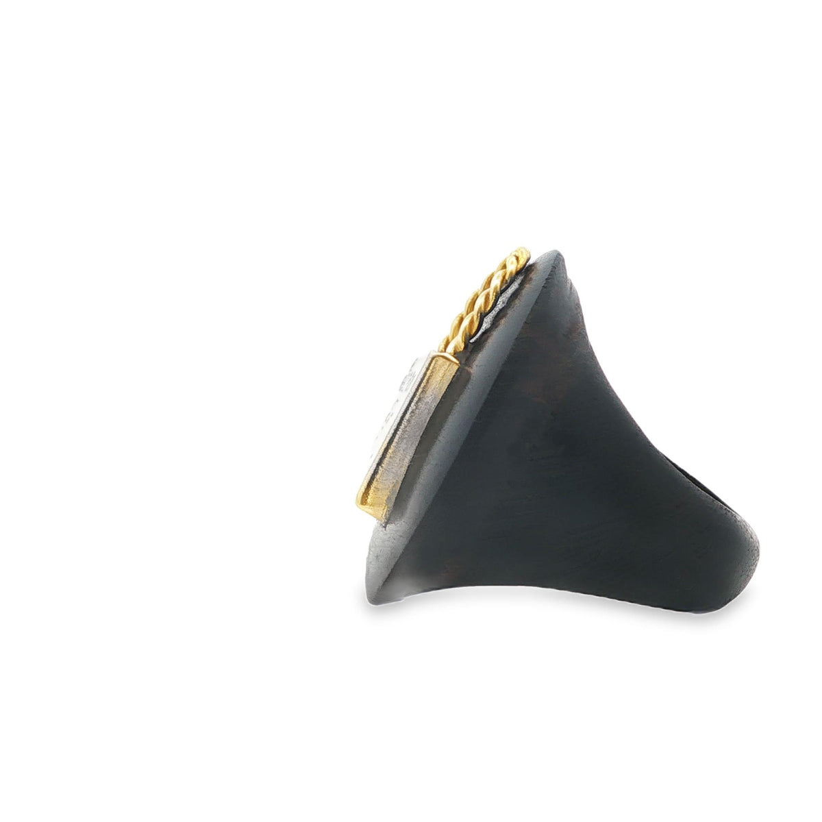 American Petrified Wood Ring in 14K Yellow Gold, 1960s, view 6