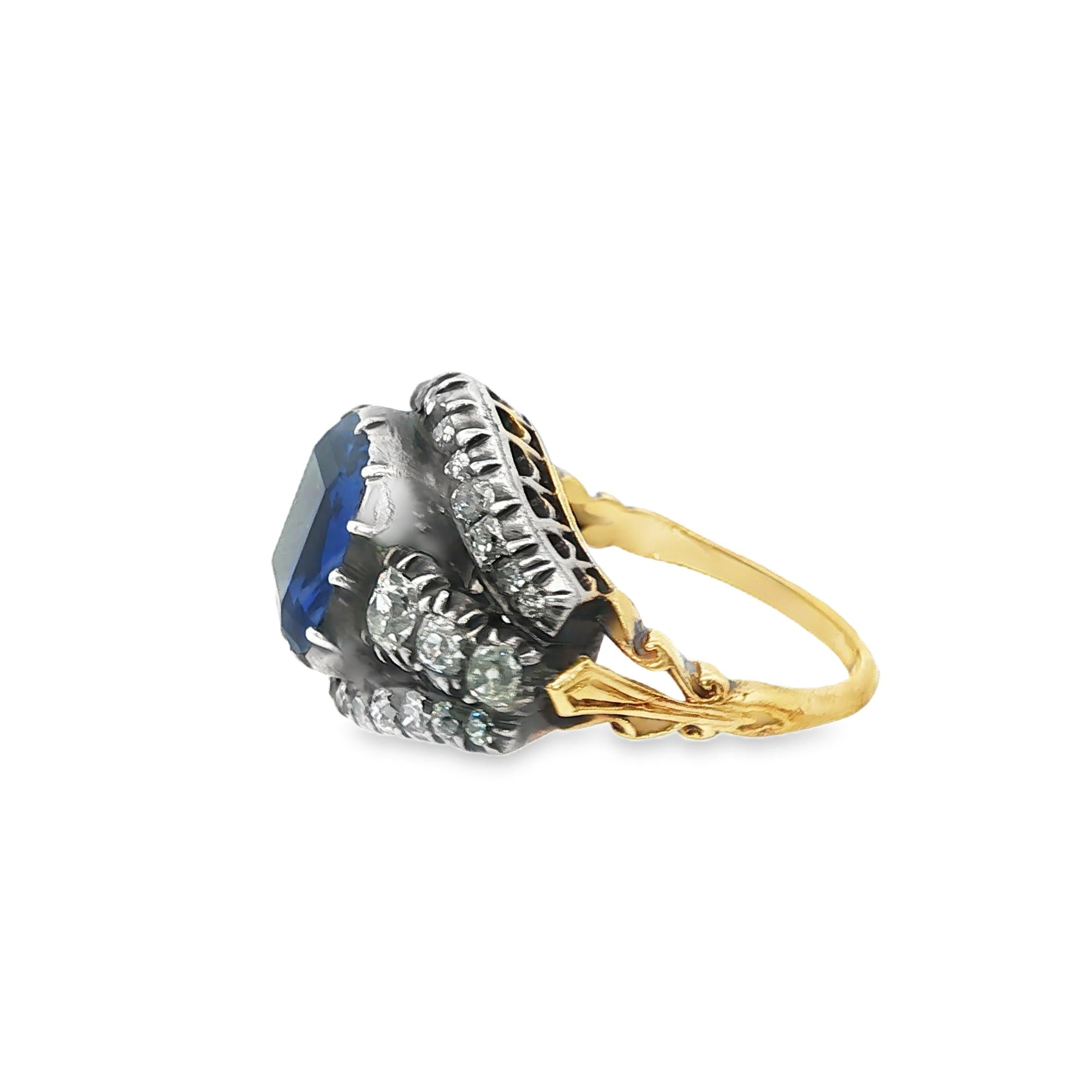 18k Gold on Silver    Sapphire & Diamond  Ring  -