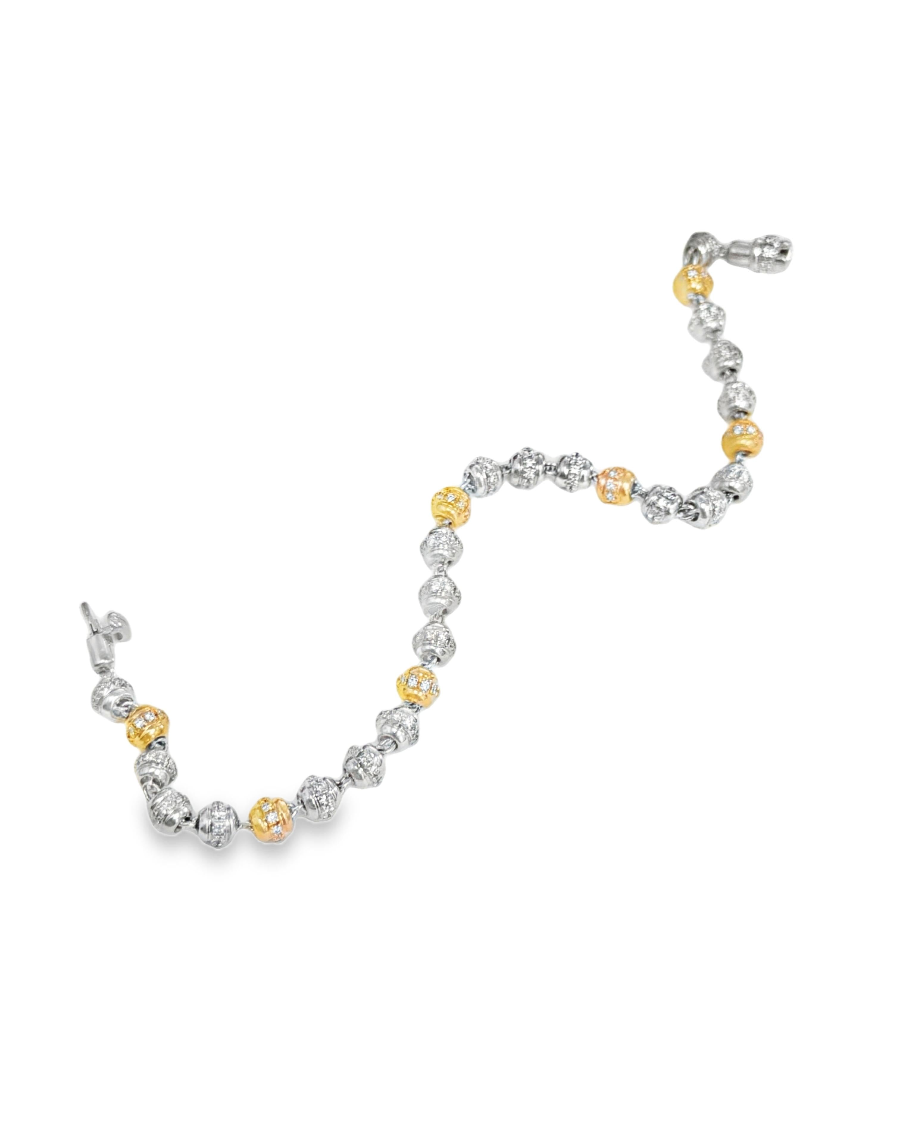 Favaro Diamond Bead Bracelet in 18K Yellow and White Gold