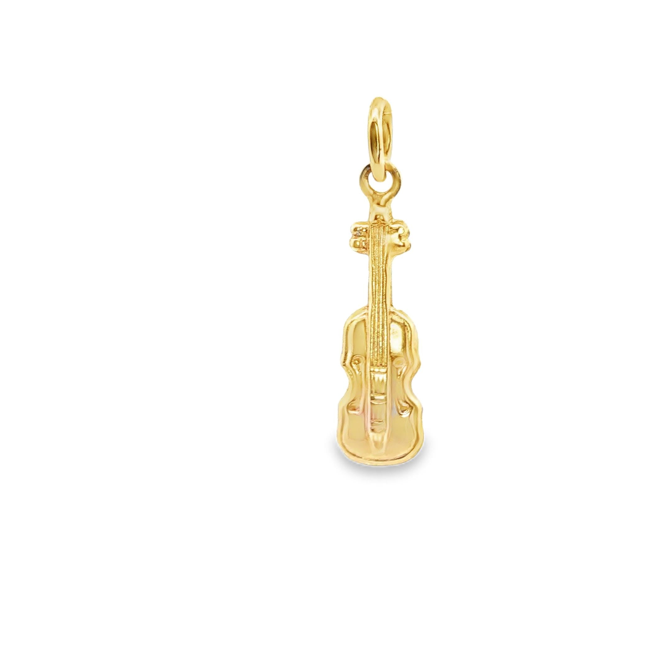 Violin Charm Pendant in 14K Yellow Gold