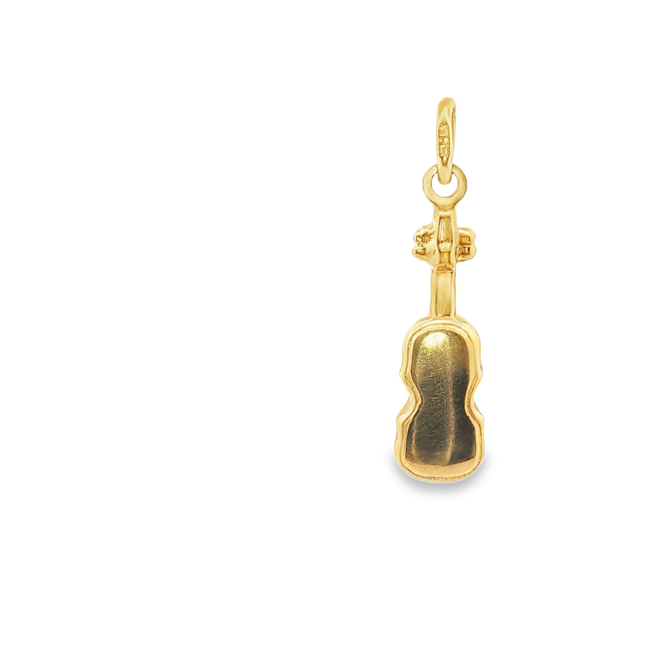 Violin Charm Pendant in 14K Yellow Gold