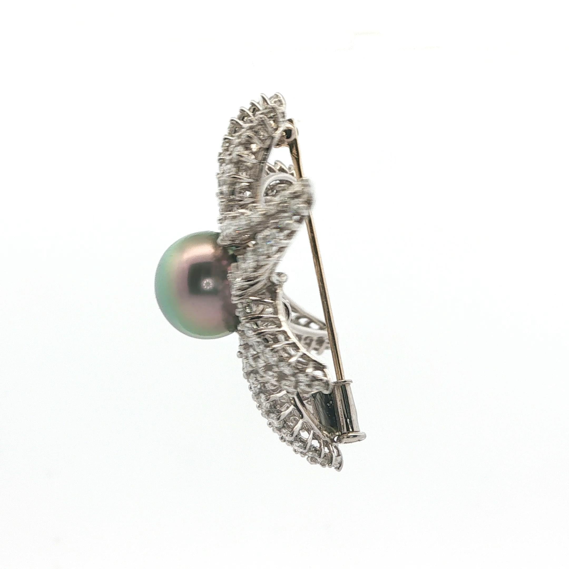 Tiffany & Co. ‘Fireworks’ Diamond and Pearl Brooch in Platinum