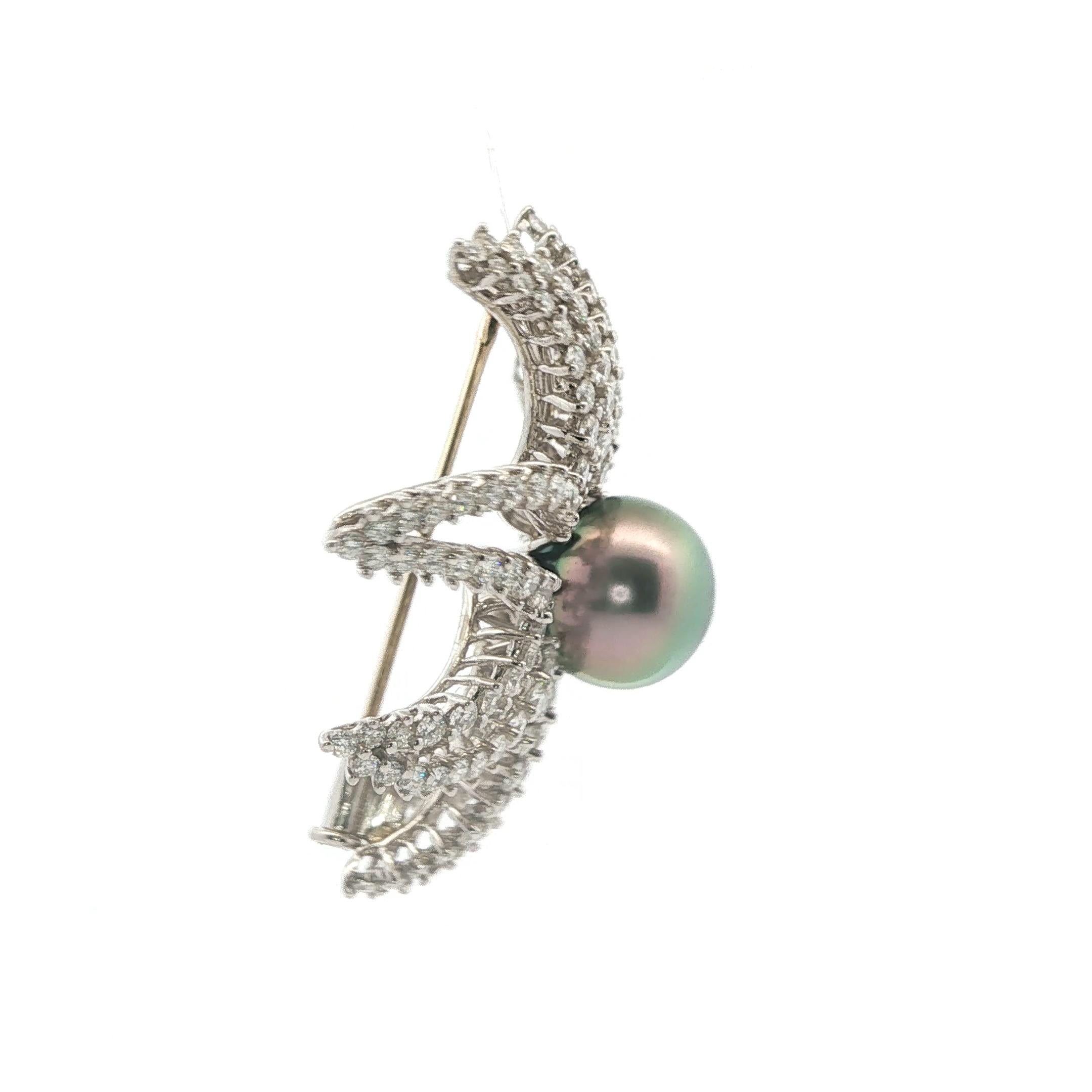 Tiffany & Co. ‘Fireworks’ Diamond and Pearl Brooch in Platinum