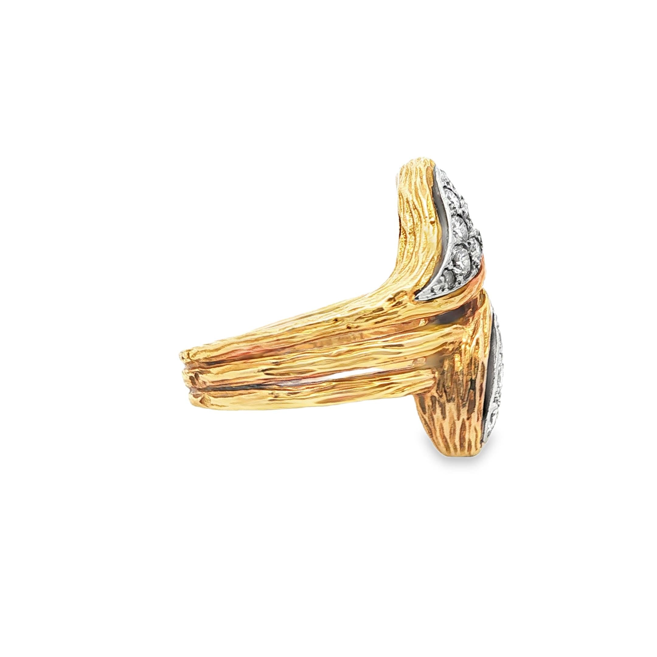 Diamond bypass ring by VCa  France 1970;'s