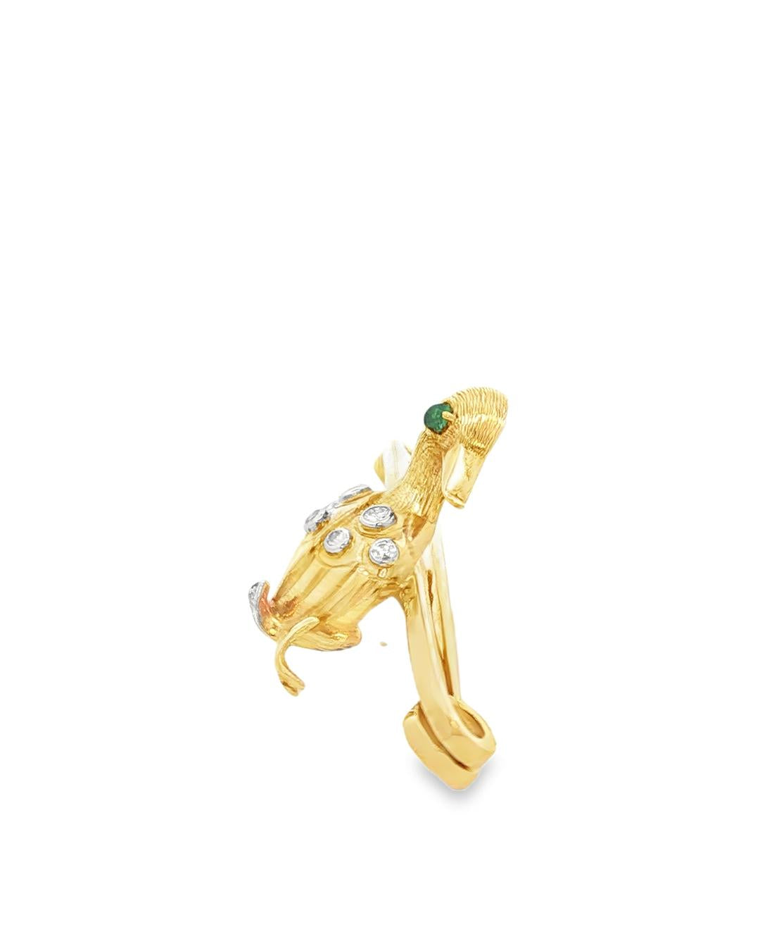 18K Cartier 1966 Diamond Duck Safety Pin Brooch