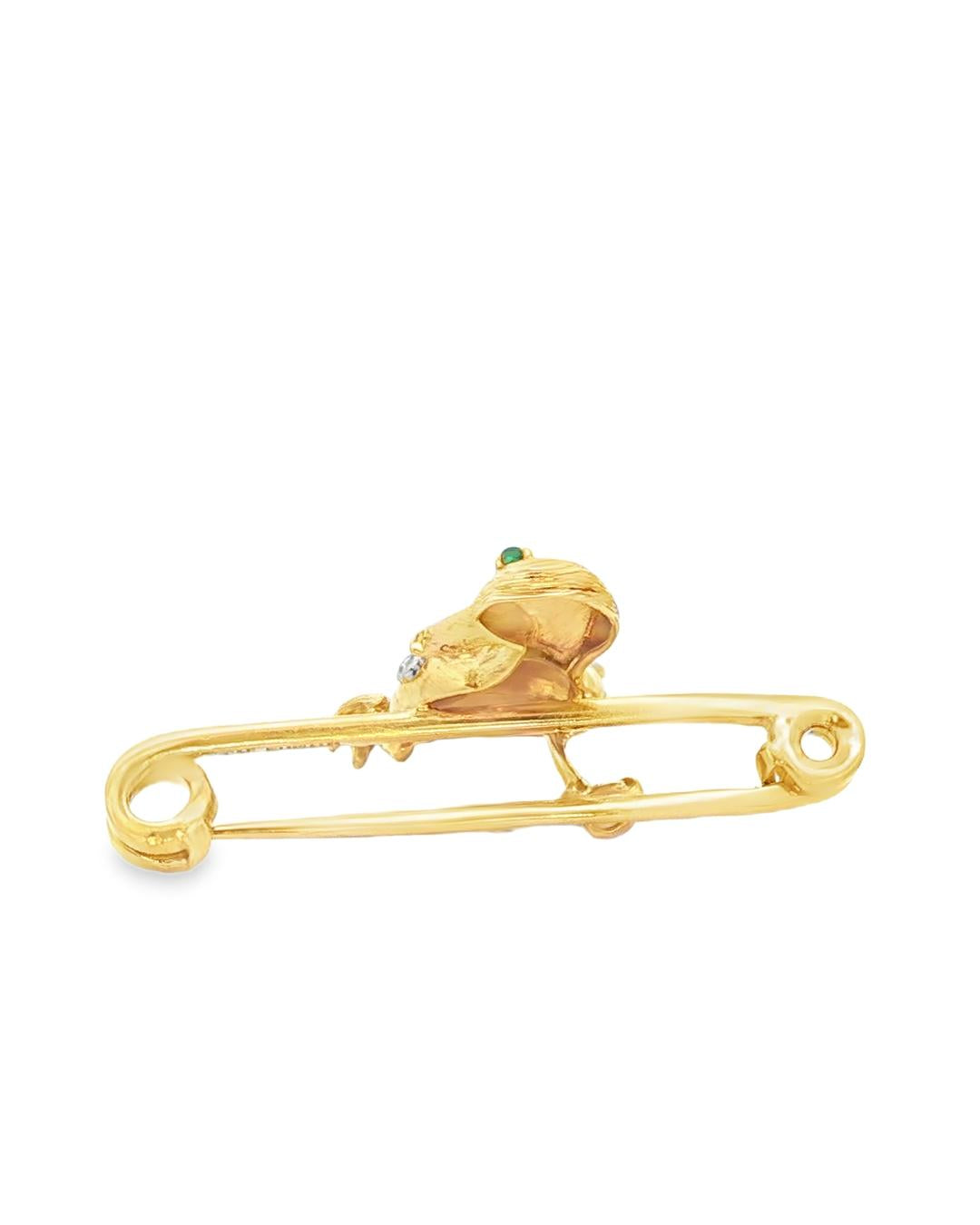 18K Cartier 1966 Diamond Duck Safety Pin Brooch