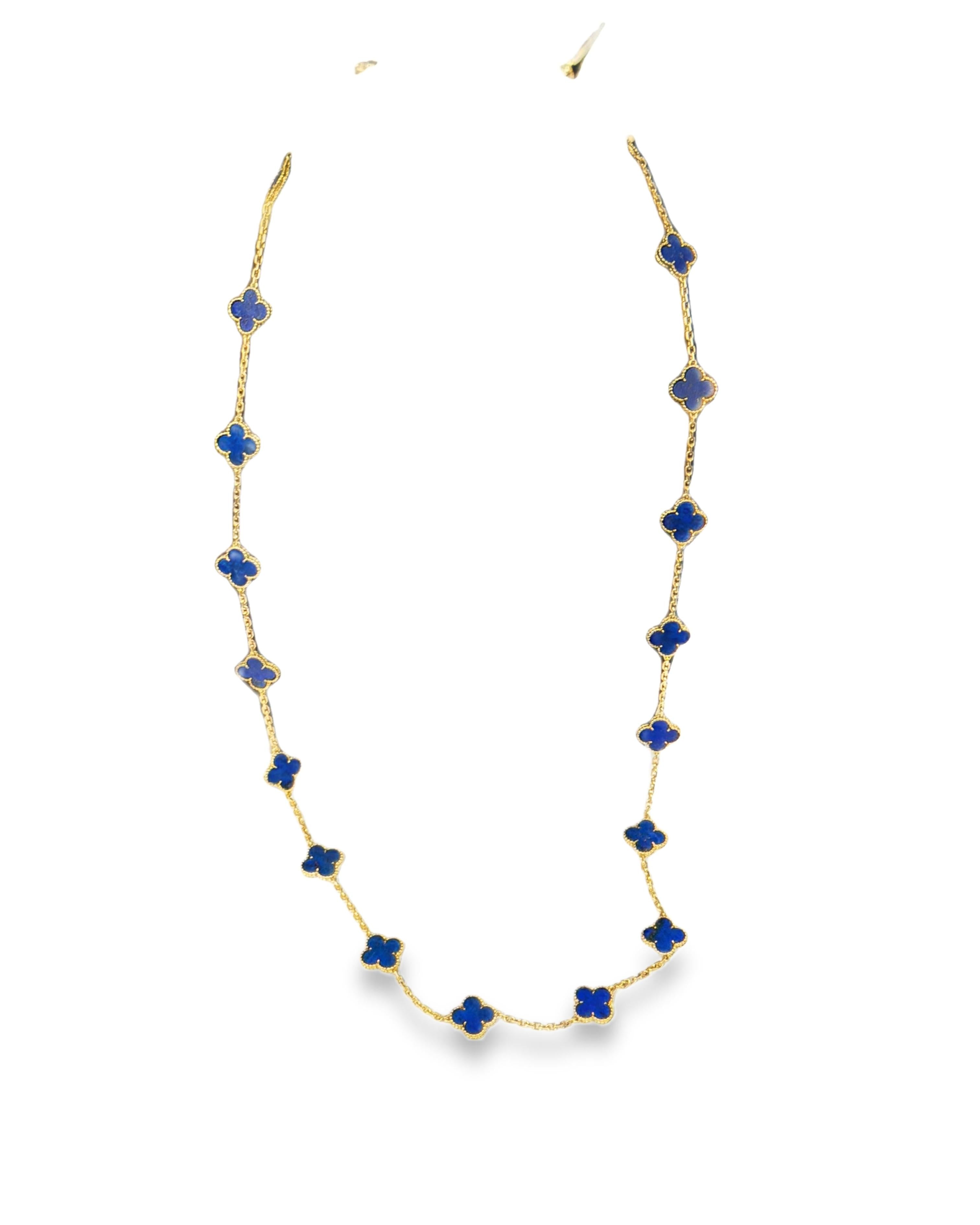 Van Cleef & Arpels Lapis Lazuli 20 Motifs Alhambra Necklace 1960's