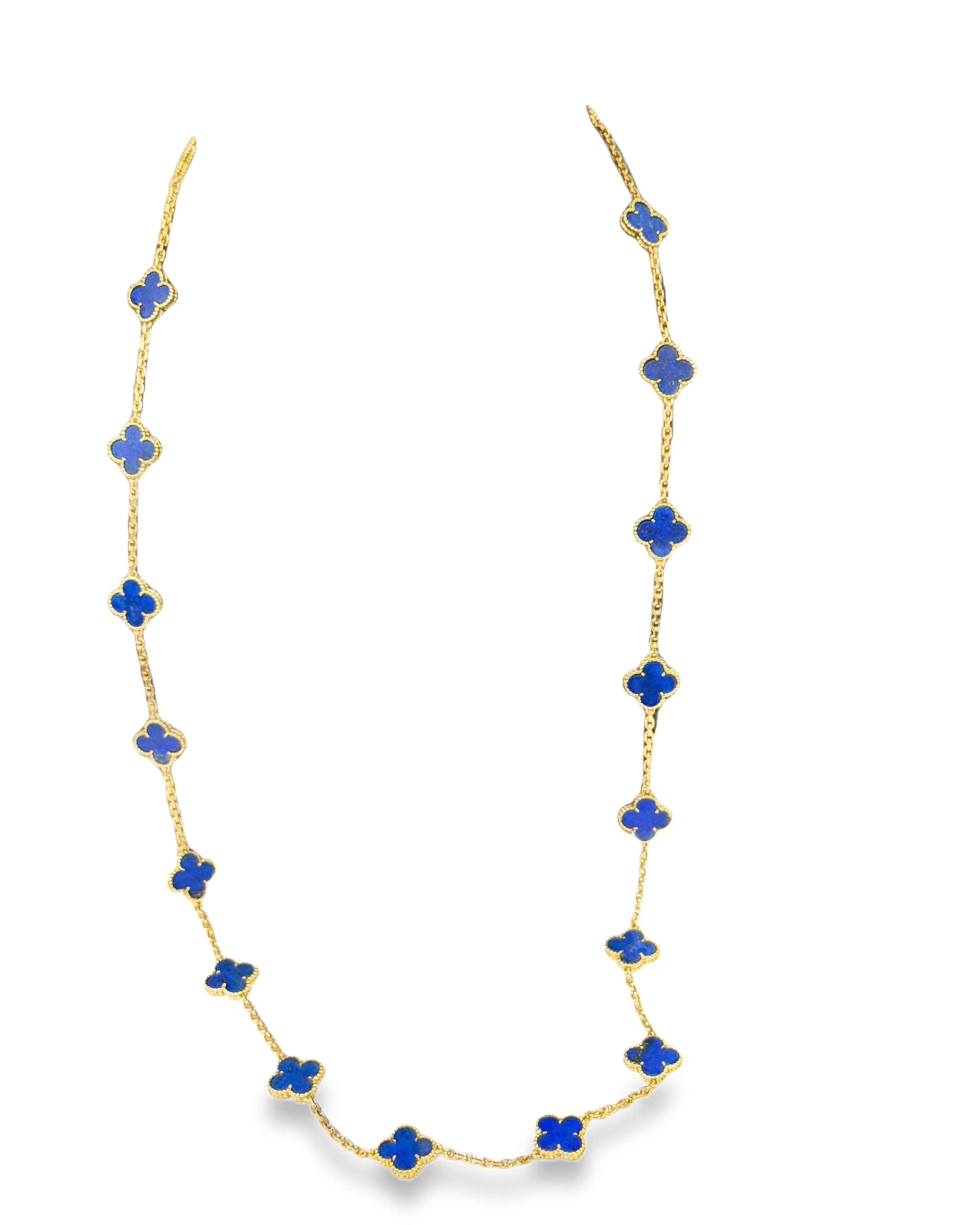 Van Cleef & Arpels Lapis Lazuli 20 Motifs Alhambra Necklace 1960's