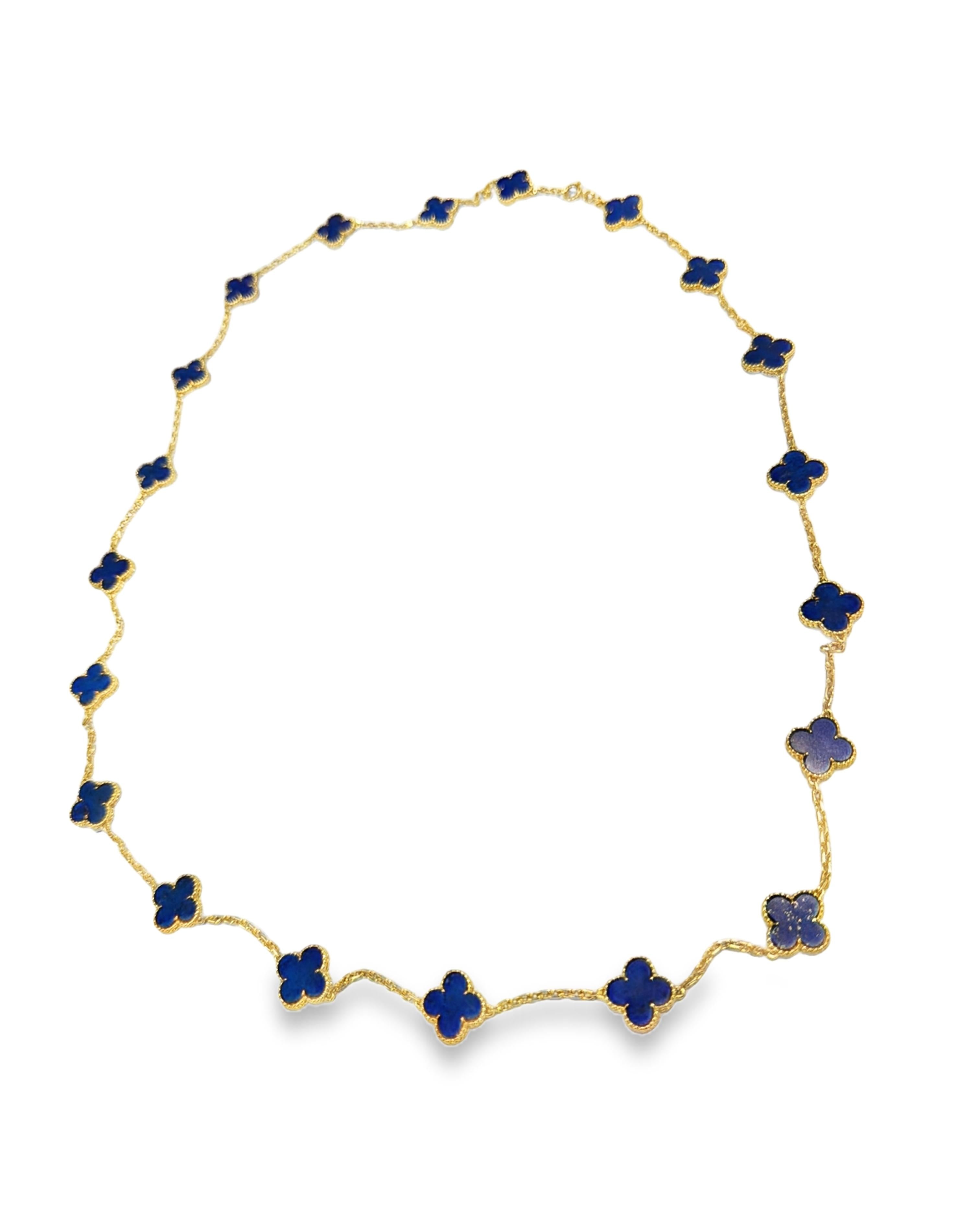 Van Cleef & Arpels Lapis Lazuli 20 Motifs Alhambra Necklace 1960's