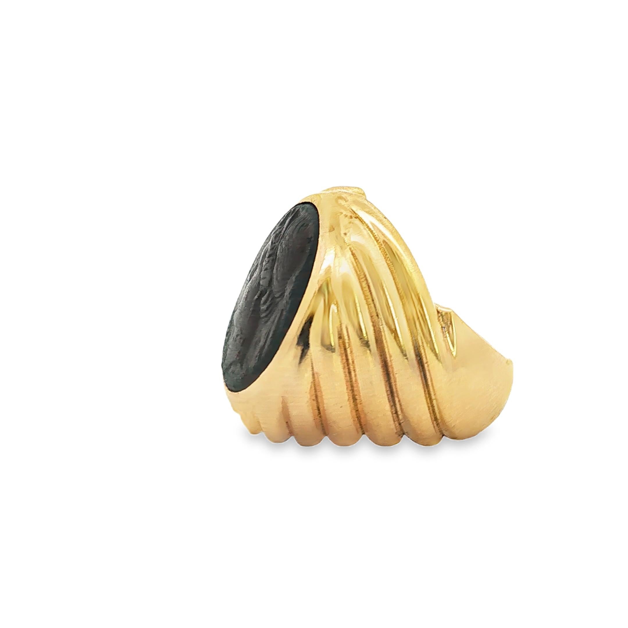 Large Bulgari Monete Gens Cipia Coin Ring in Gold, 1970s