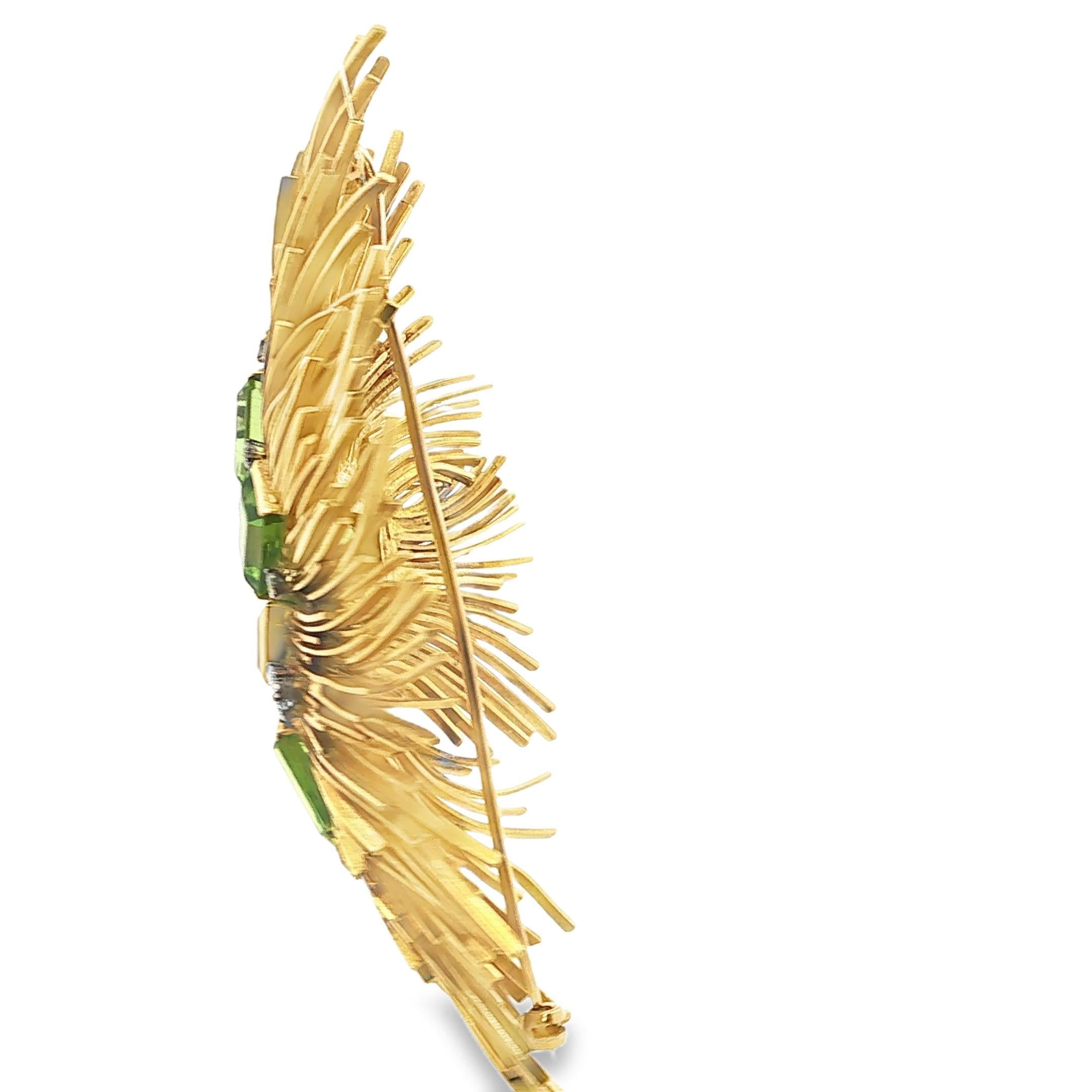 David A. Thomas Peridot & Diamond Spray Brooch, England, 1969