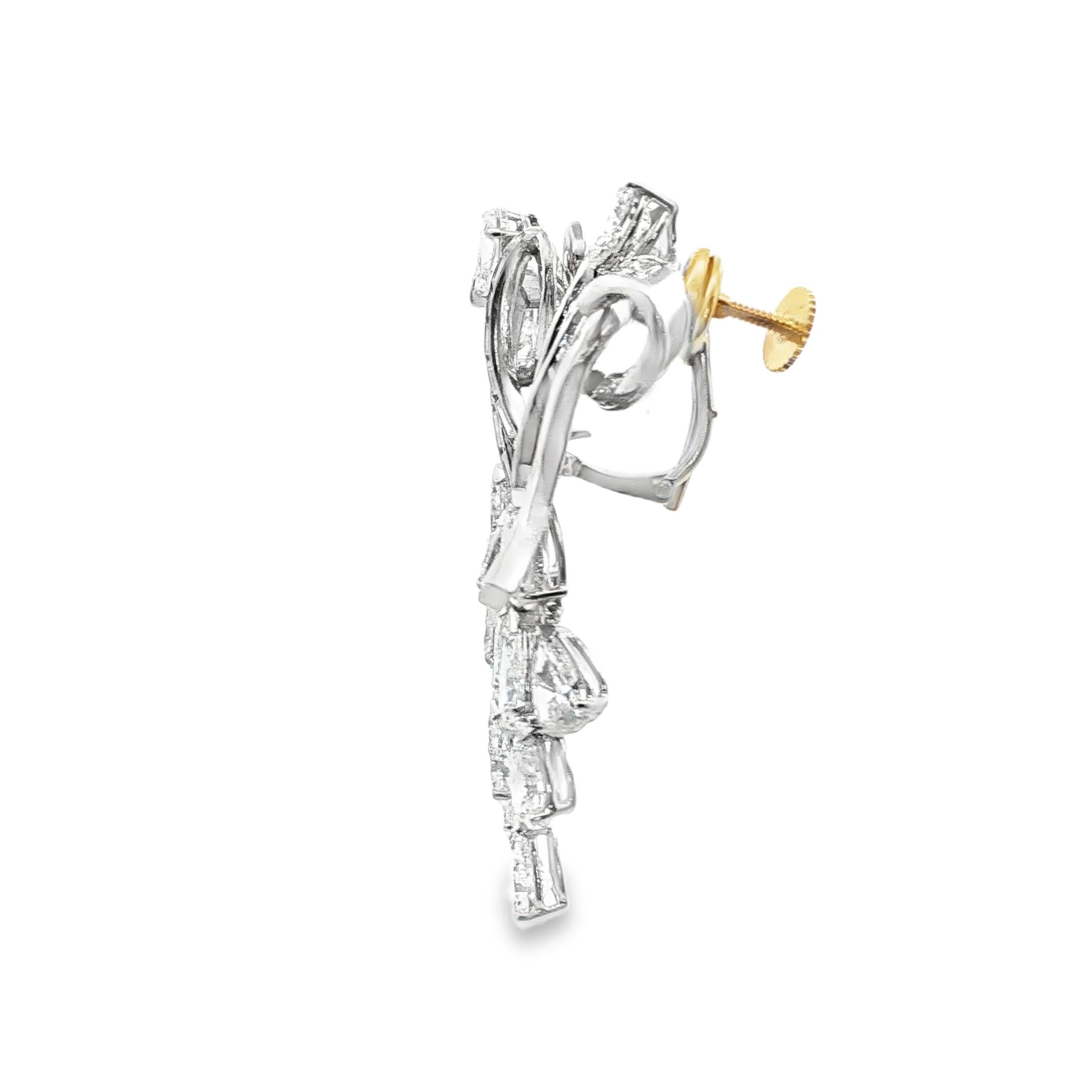 1950s Diamond Ribbon Drop Earrings