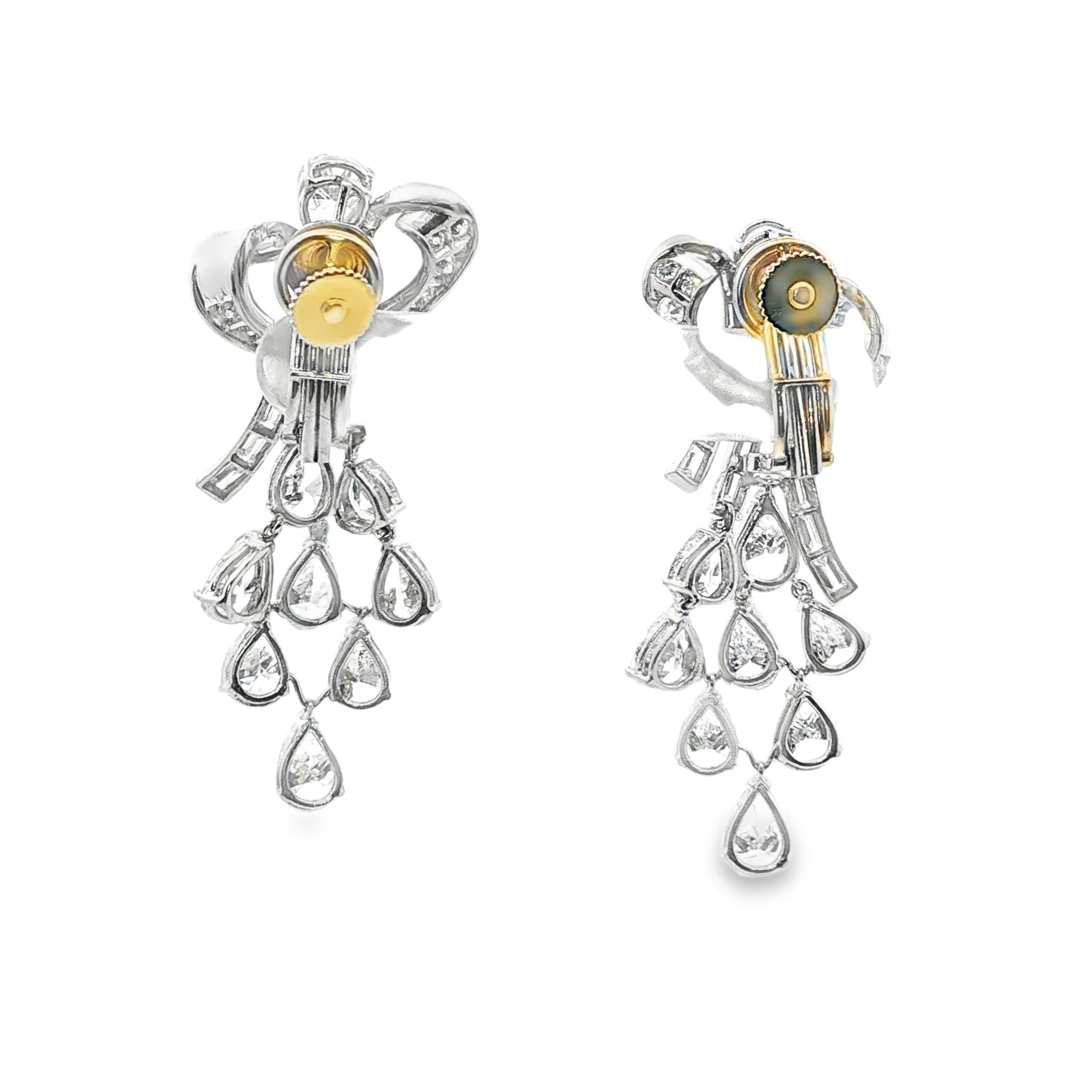 1950s Diamond Ribbon Drop Earrings