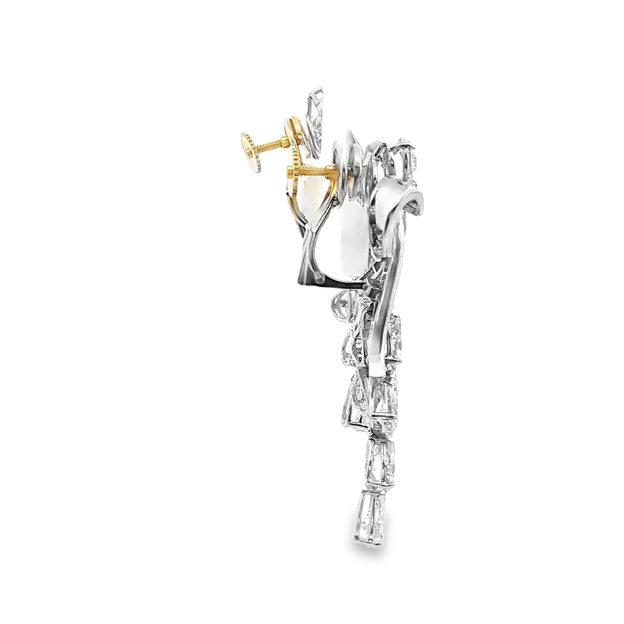 1950s Diamond Ribbon Drop Earrings