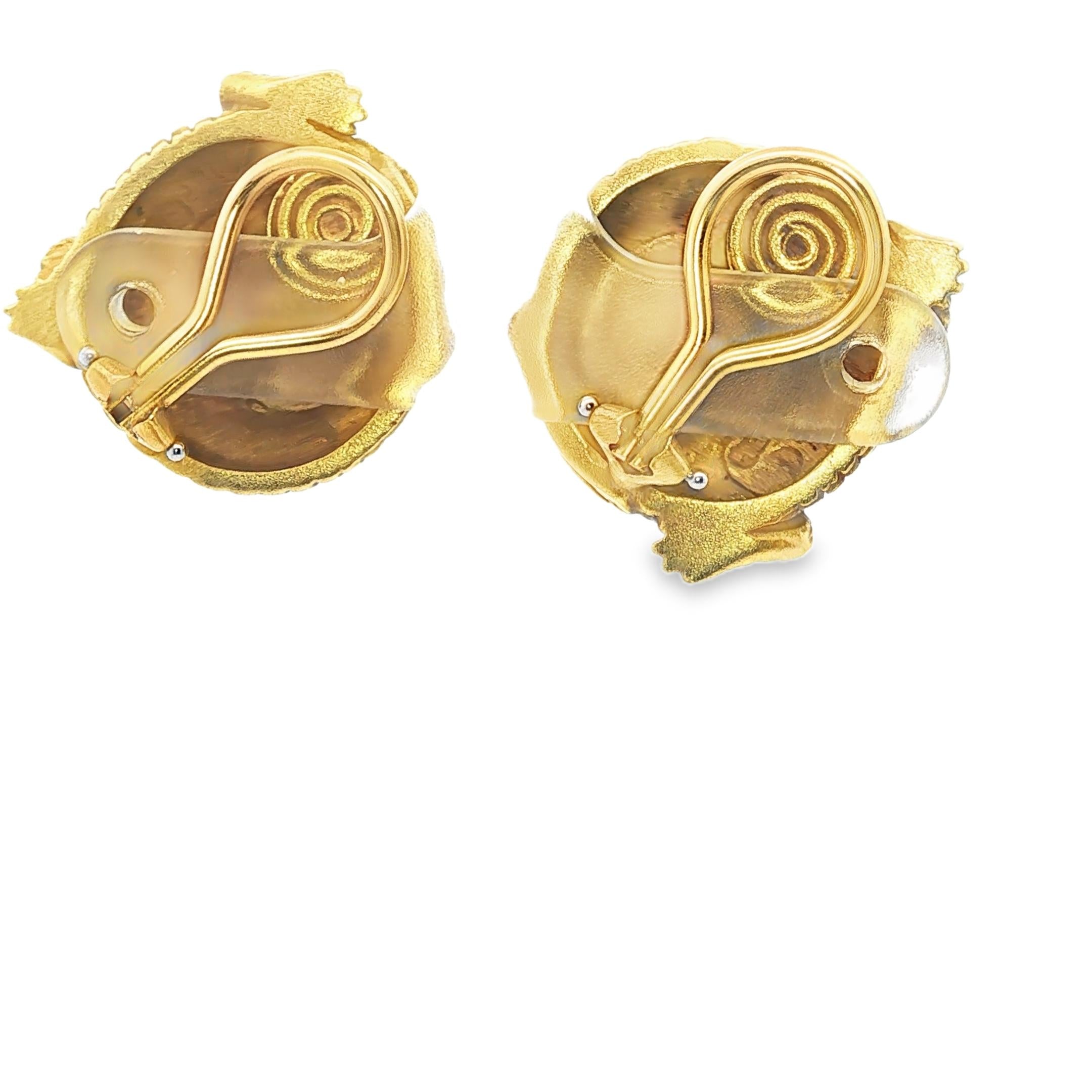 18K Gold Keiselstein Cord Alligator Earrings