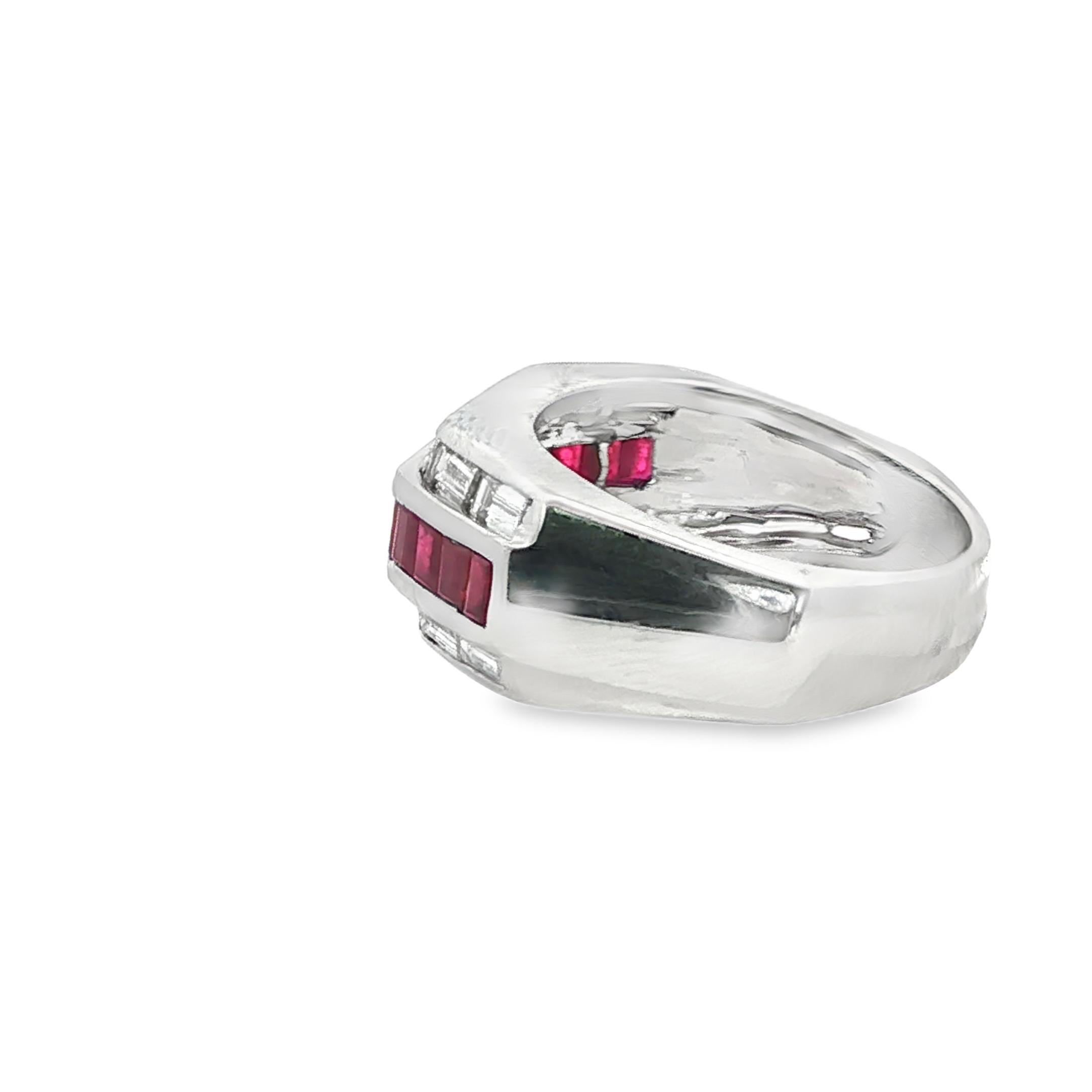 French Art Deco Platinum Ruby and Diamond Ring