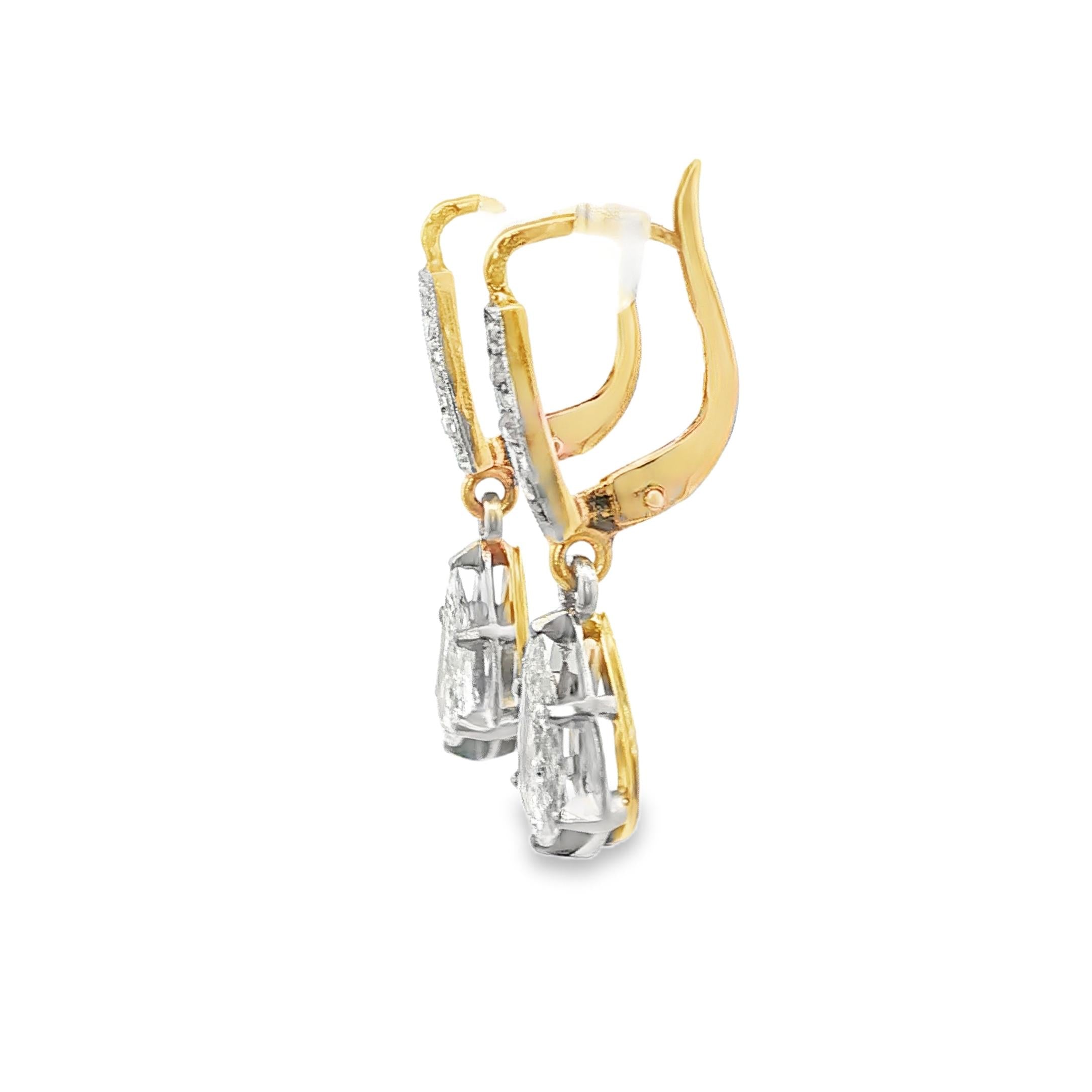 Antique Pear-Shaped Diamond Drop Earrings