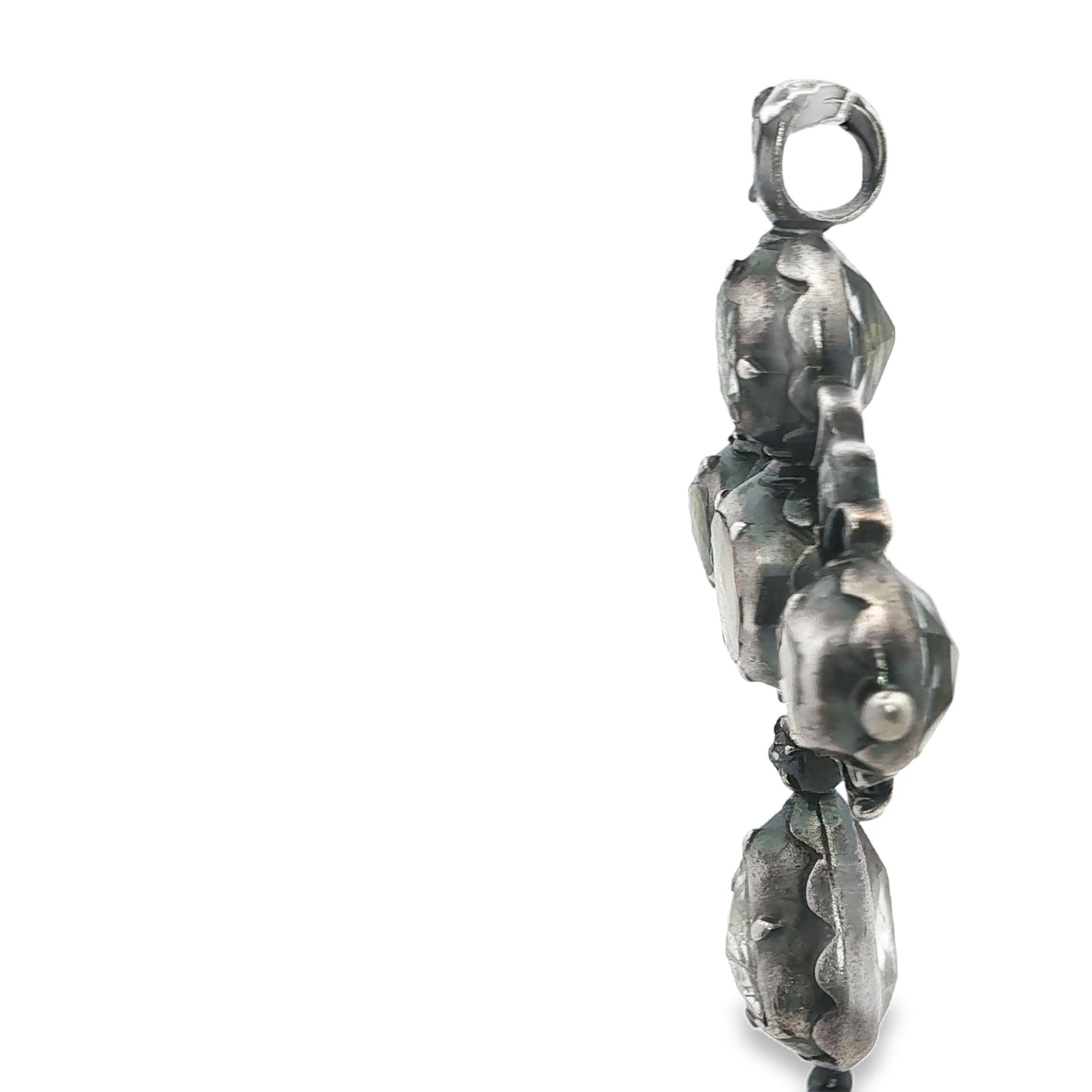 Silver XVIII Georgian Rose Cut diamond Cross Pendant