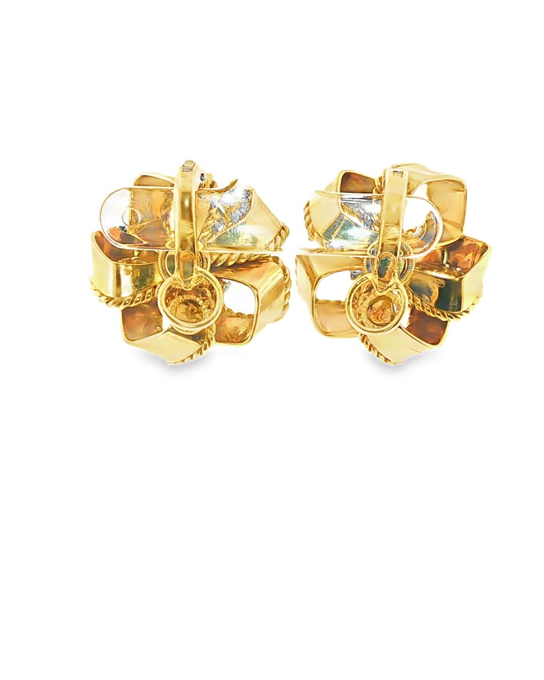 Cartier Diamond and Gold Retro Earrings France, Circa 1950