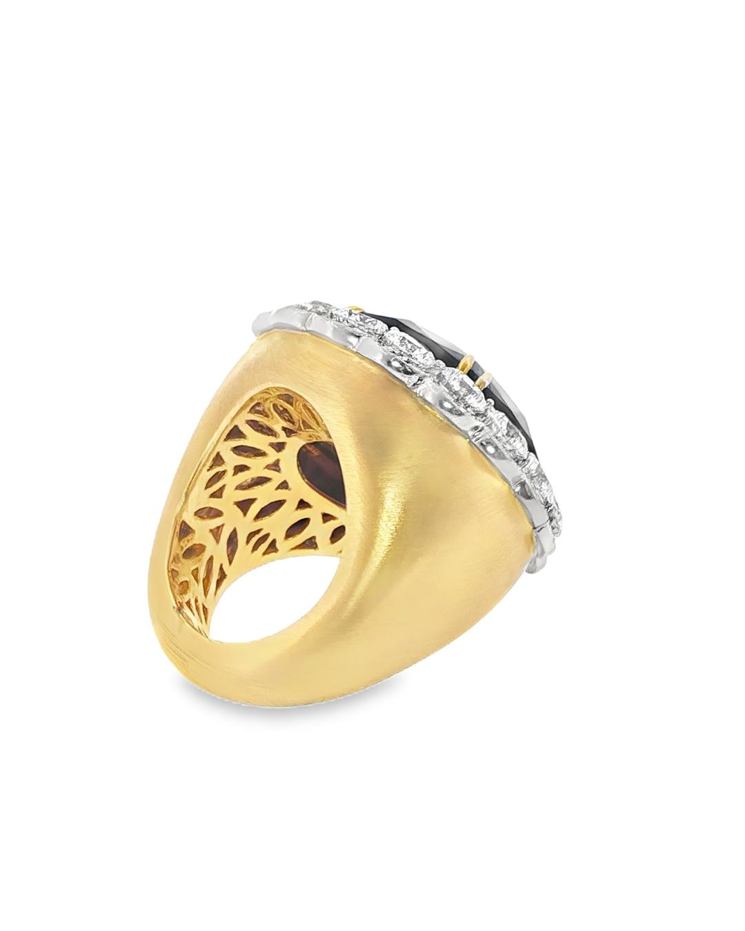 18K Yellow Gold & Platinum   Modern Amethyst  Diamond  Ring