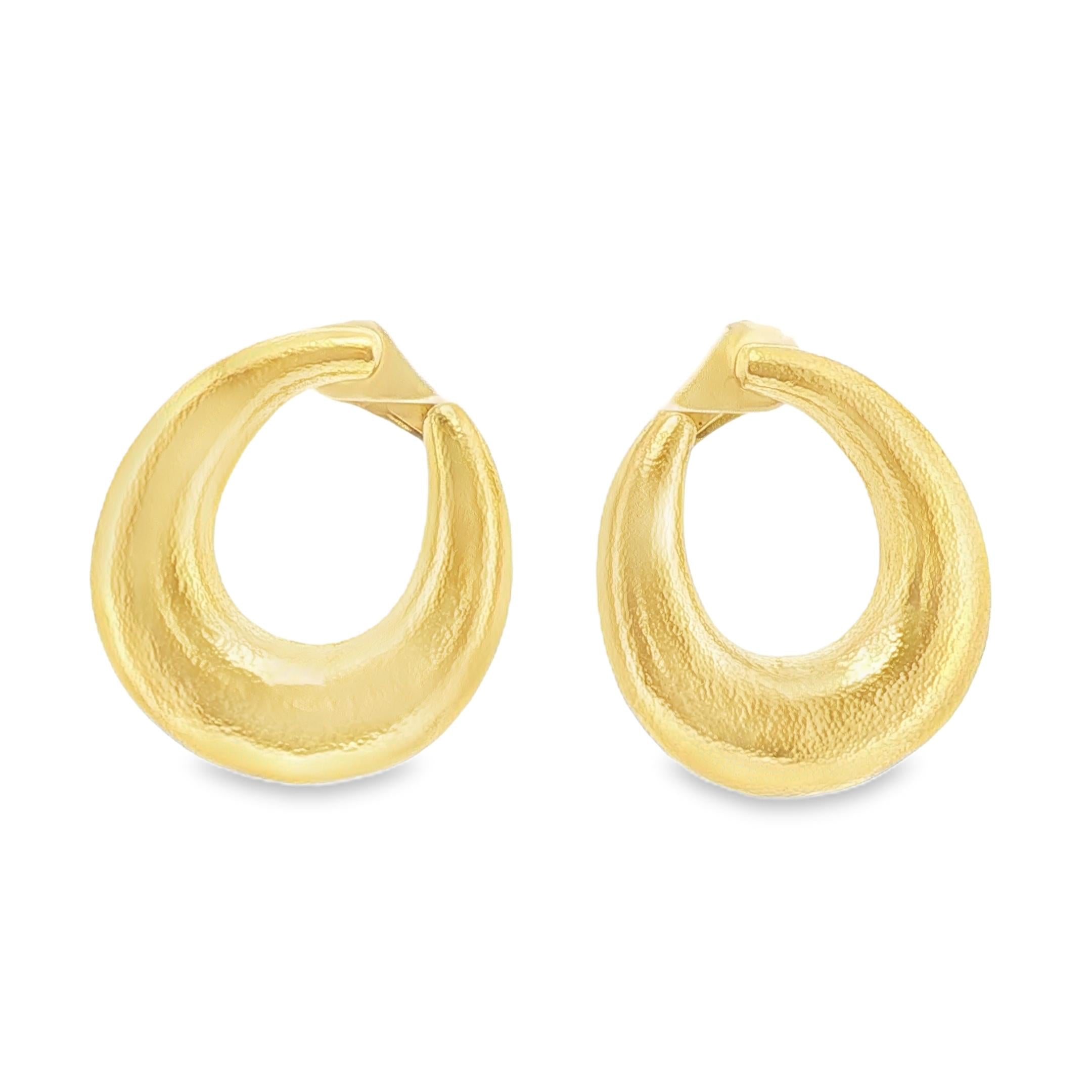 22K Zolotas Hammered Gold Hoop Earrings