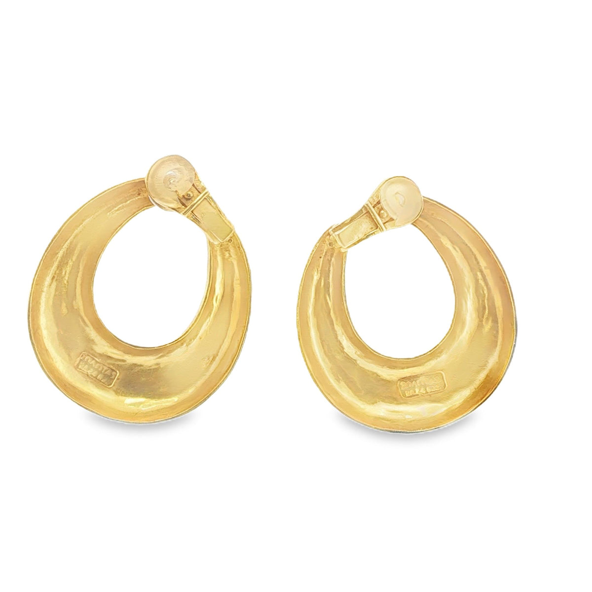 Zolotas Hammered Hoop Earrings in 22K Gold, view 4