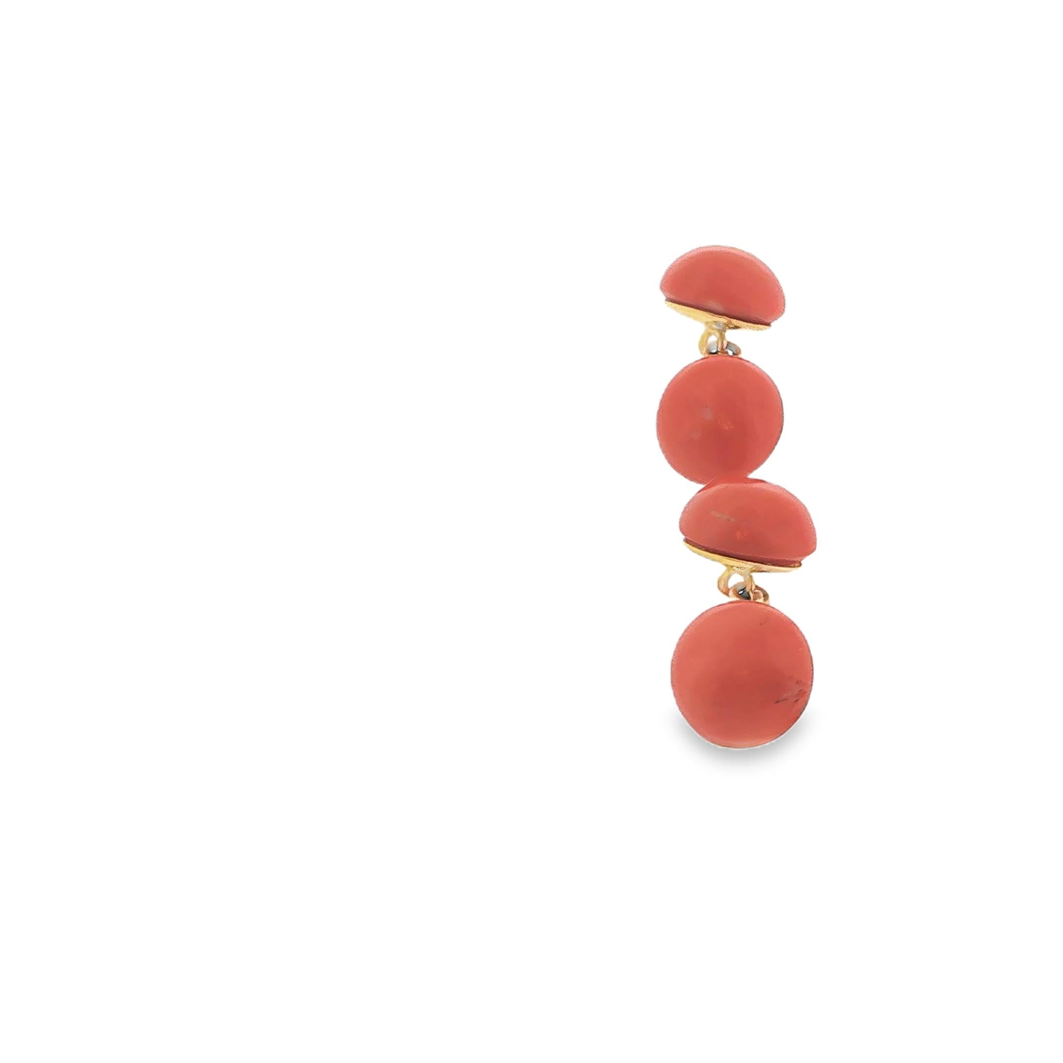 18K Gold Cartier Coral Beads Cufflinks