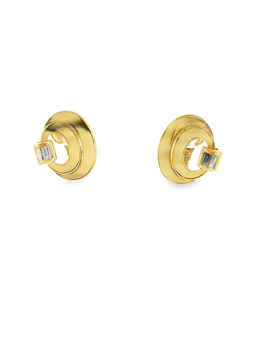 18K Gold Bulgari Elliptic Diamond Earrings