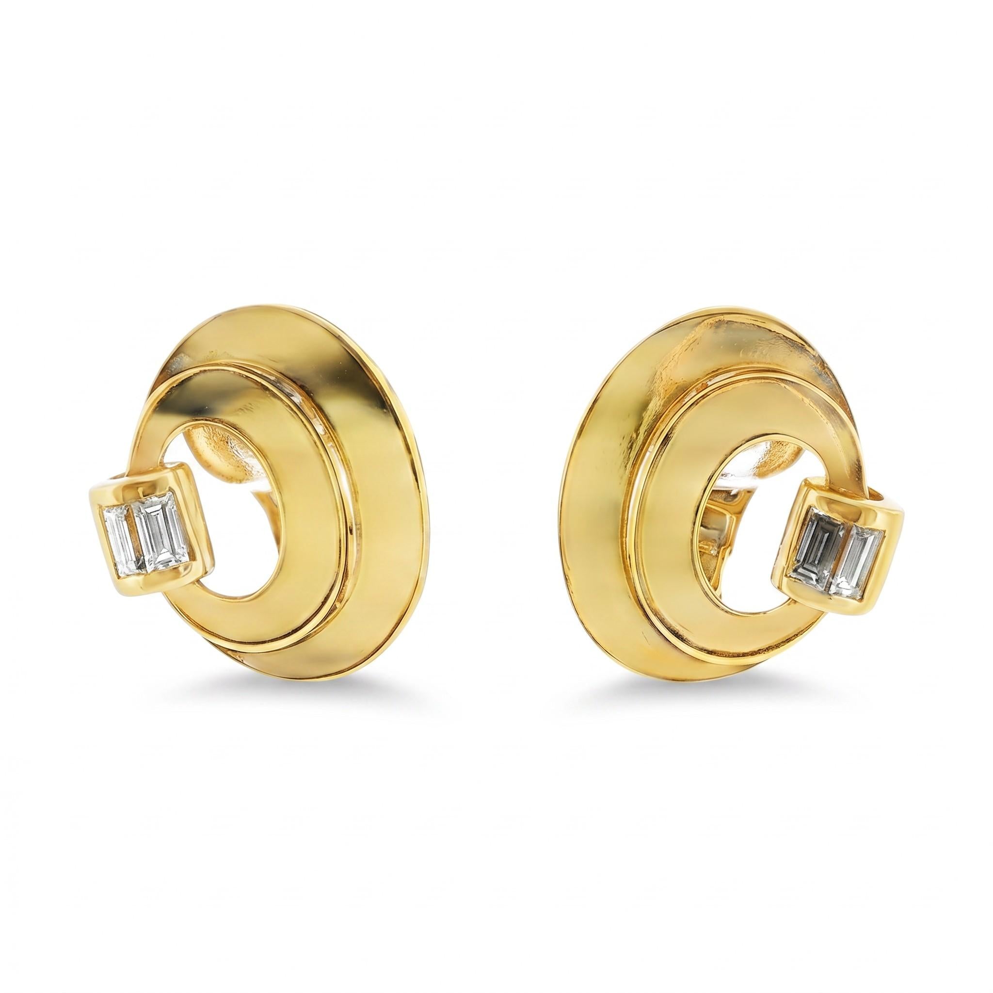 18K Gold Bulgari Elliptic Diamond Earrings