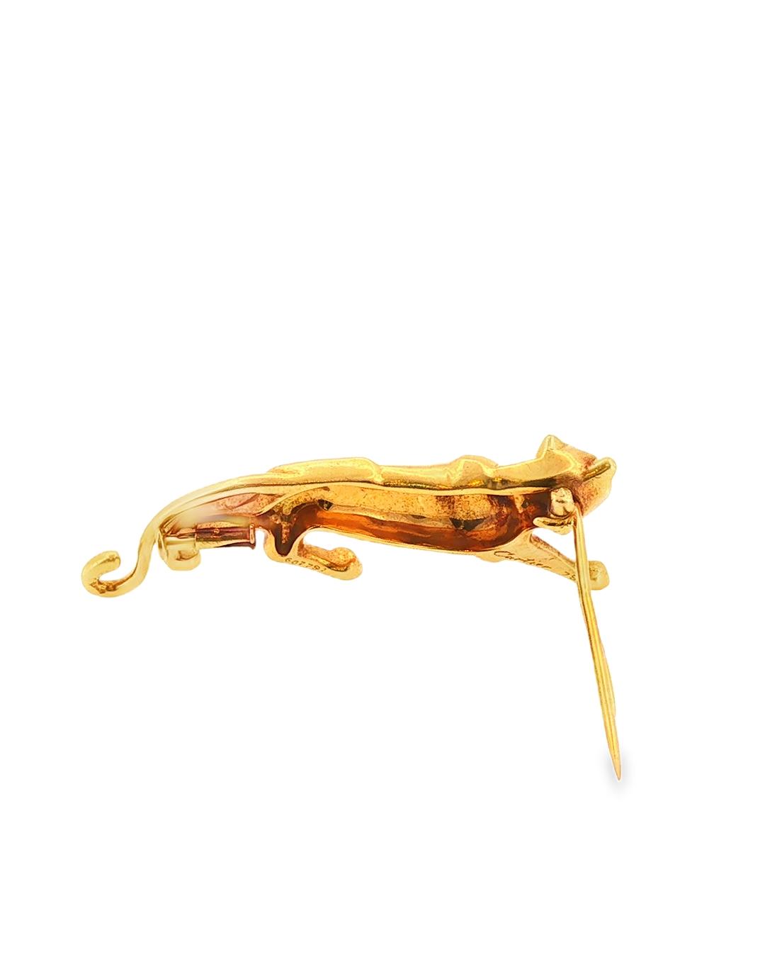 18K Gold Cartier Panthere Emerald Brooch