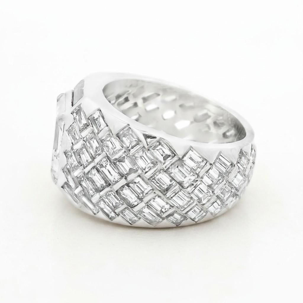 Emerald Cut Diamond and Baguette Diamond Cocktail Ring