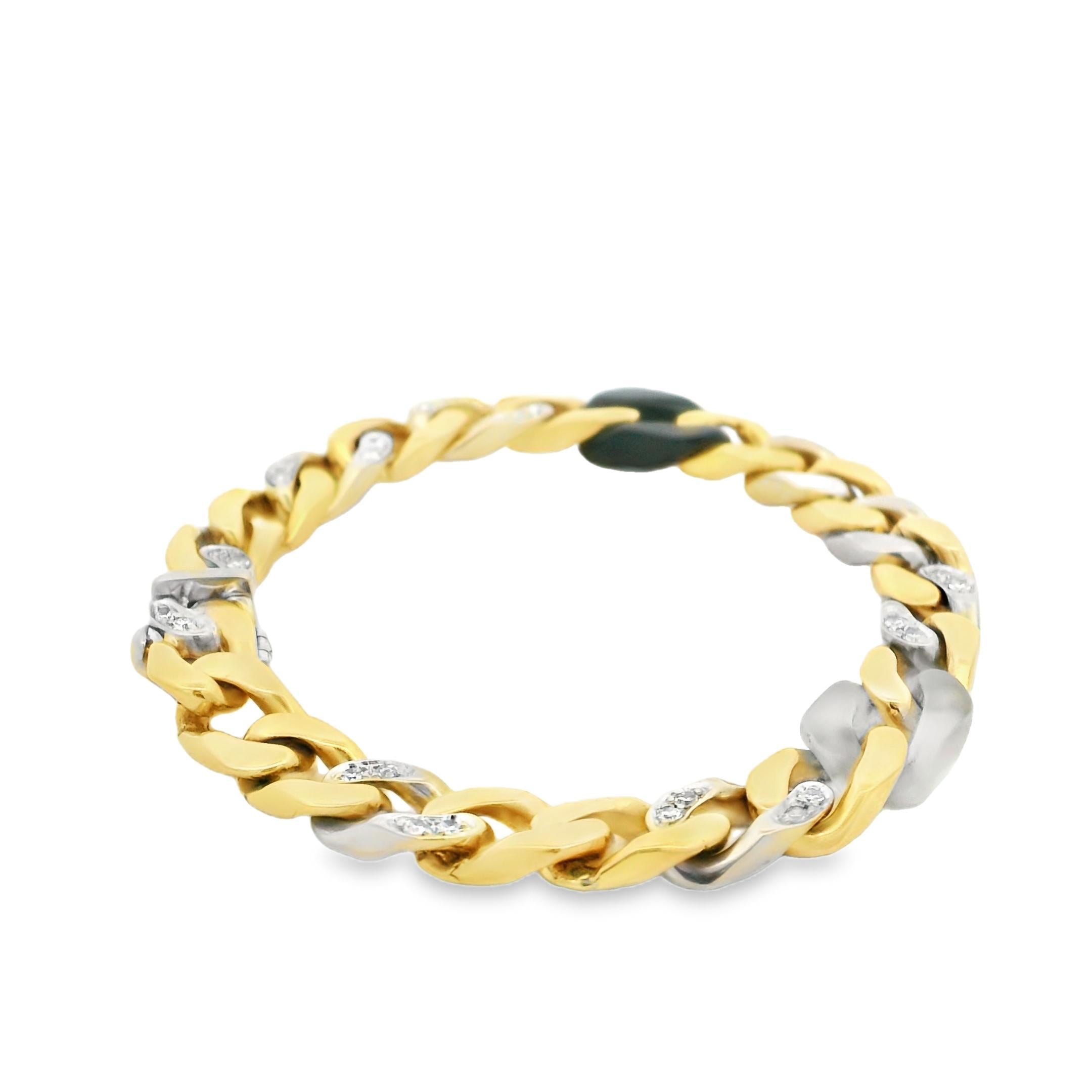 Bulgari Curb Link Bracelet in Gold with Diamond Onyx and Rock Crystal