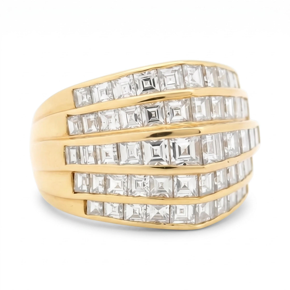 Oscar Heyman Five-Row Diamond and 18K Gold Ring