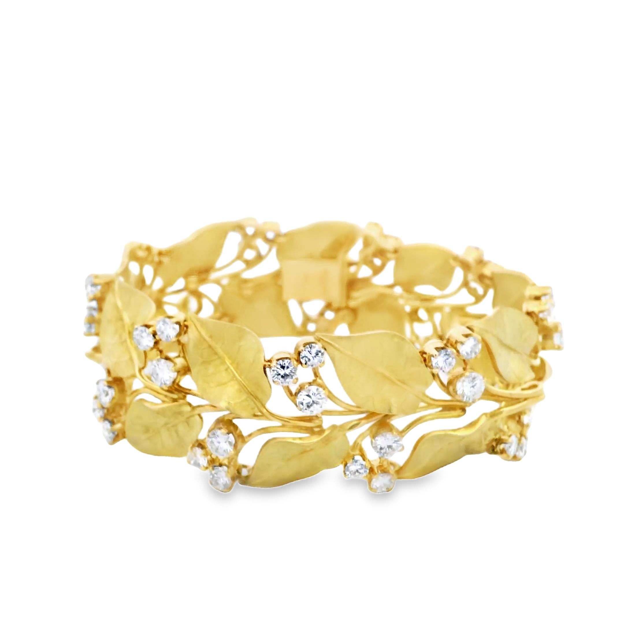 Bulgari Diamond Leaf Bracelet in 18K Gold