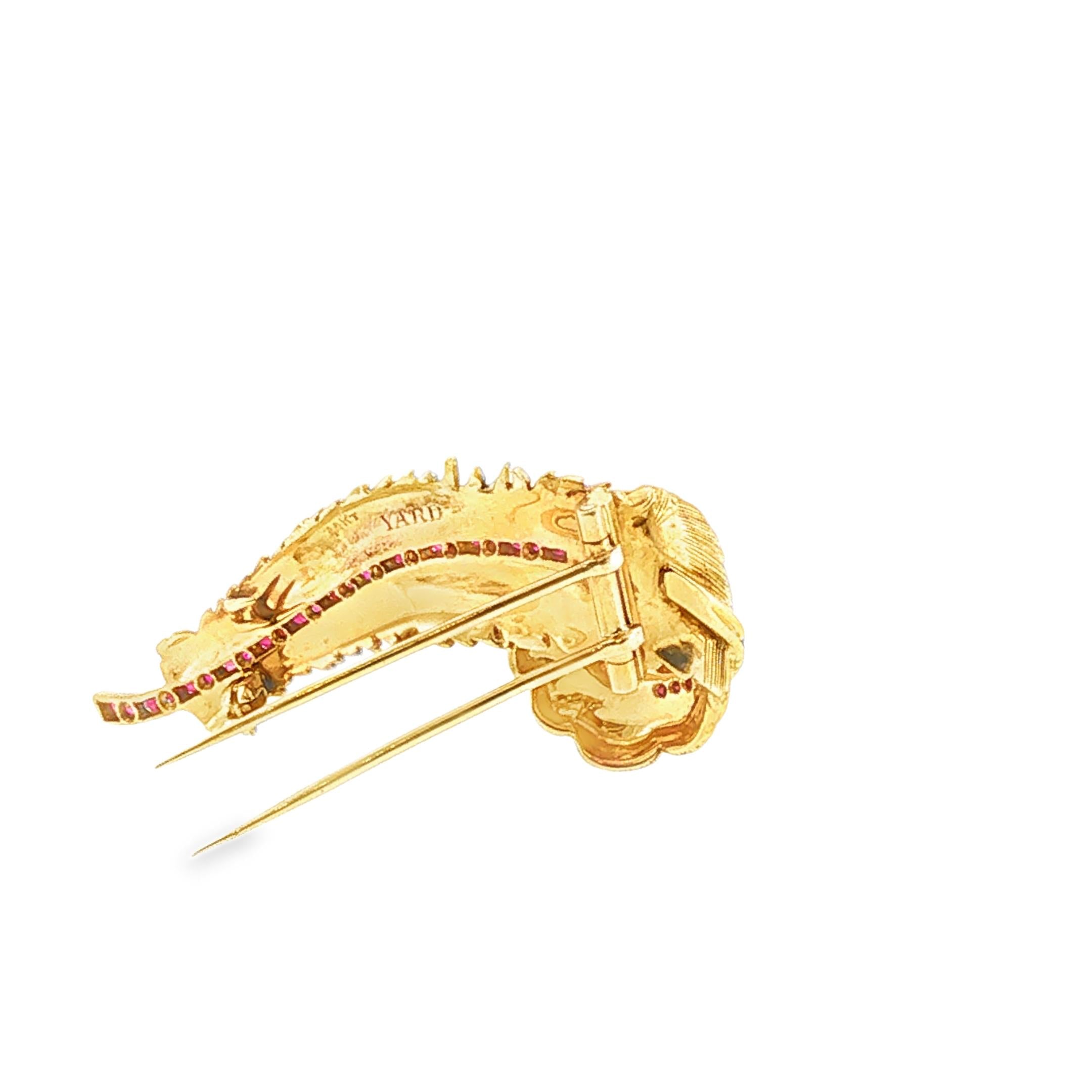 Raymond Yard Calibré Ruby and 14k Yellow Gold Leaf Brooch, 1940s