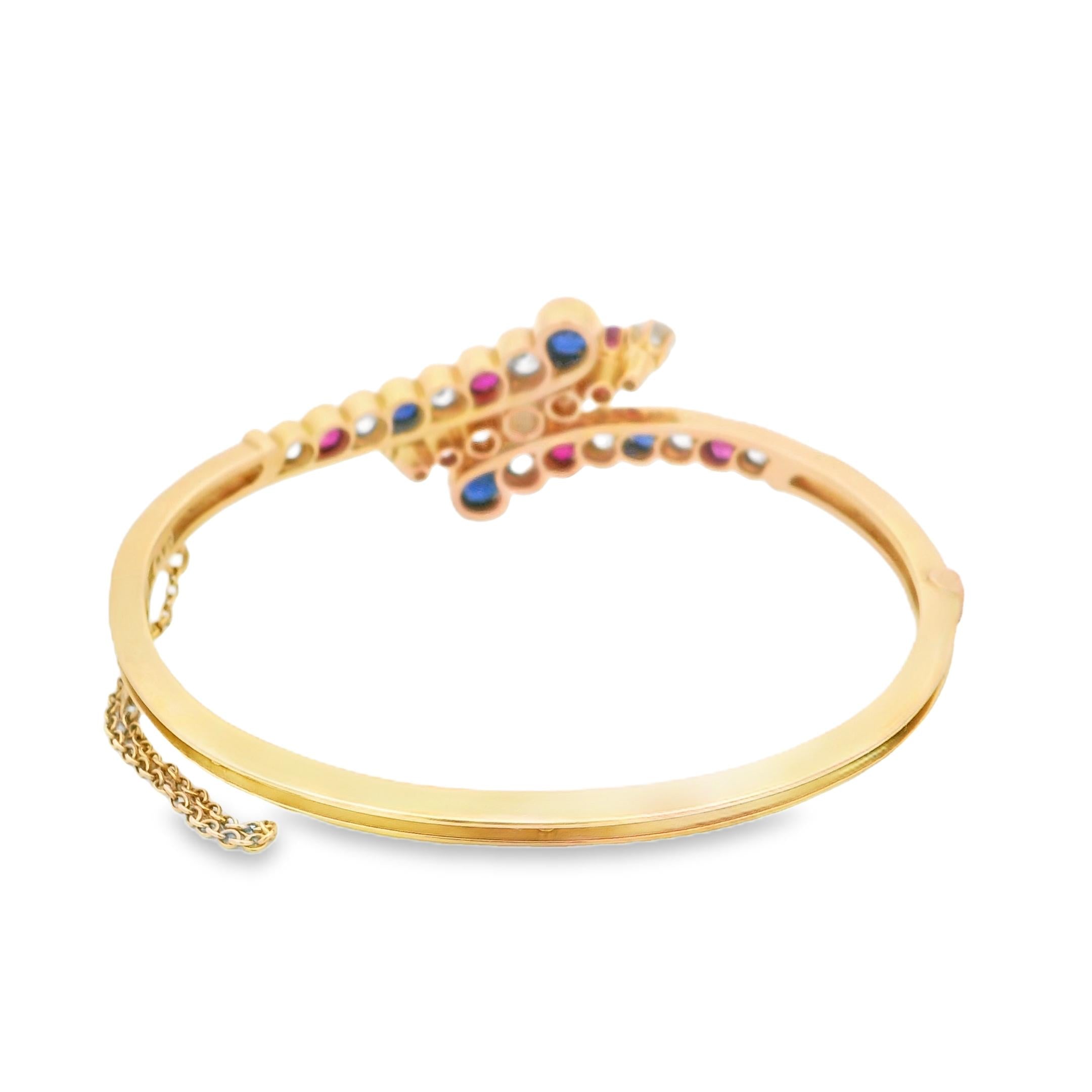 Jacques & Marcus Diamond Sapphire Ruby Bangle In 18K Gold