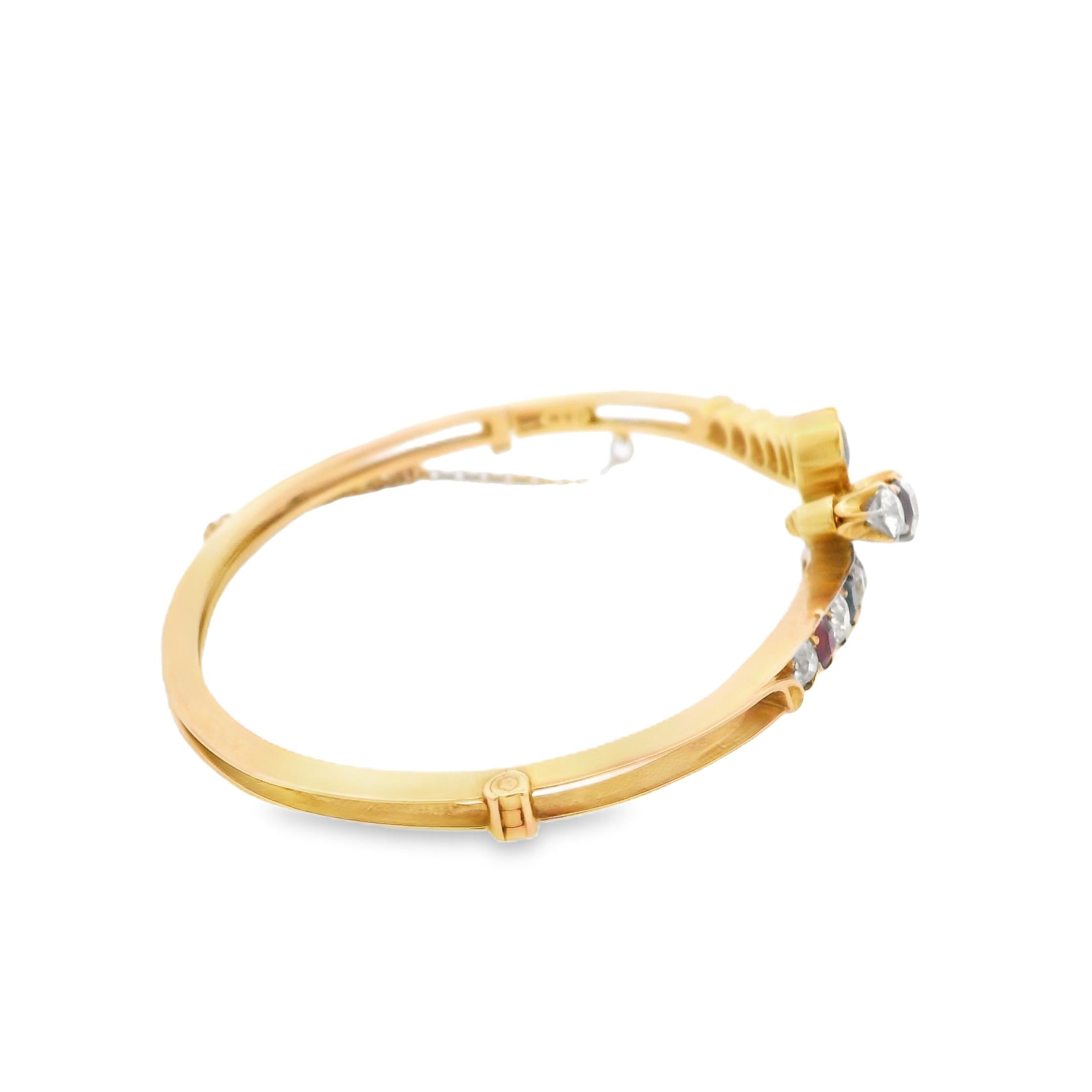 Jacques & Marcus Diamond Sapphire Ruby Bangle In 18K Gold