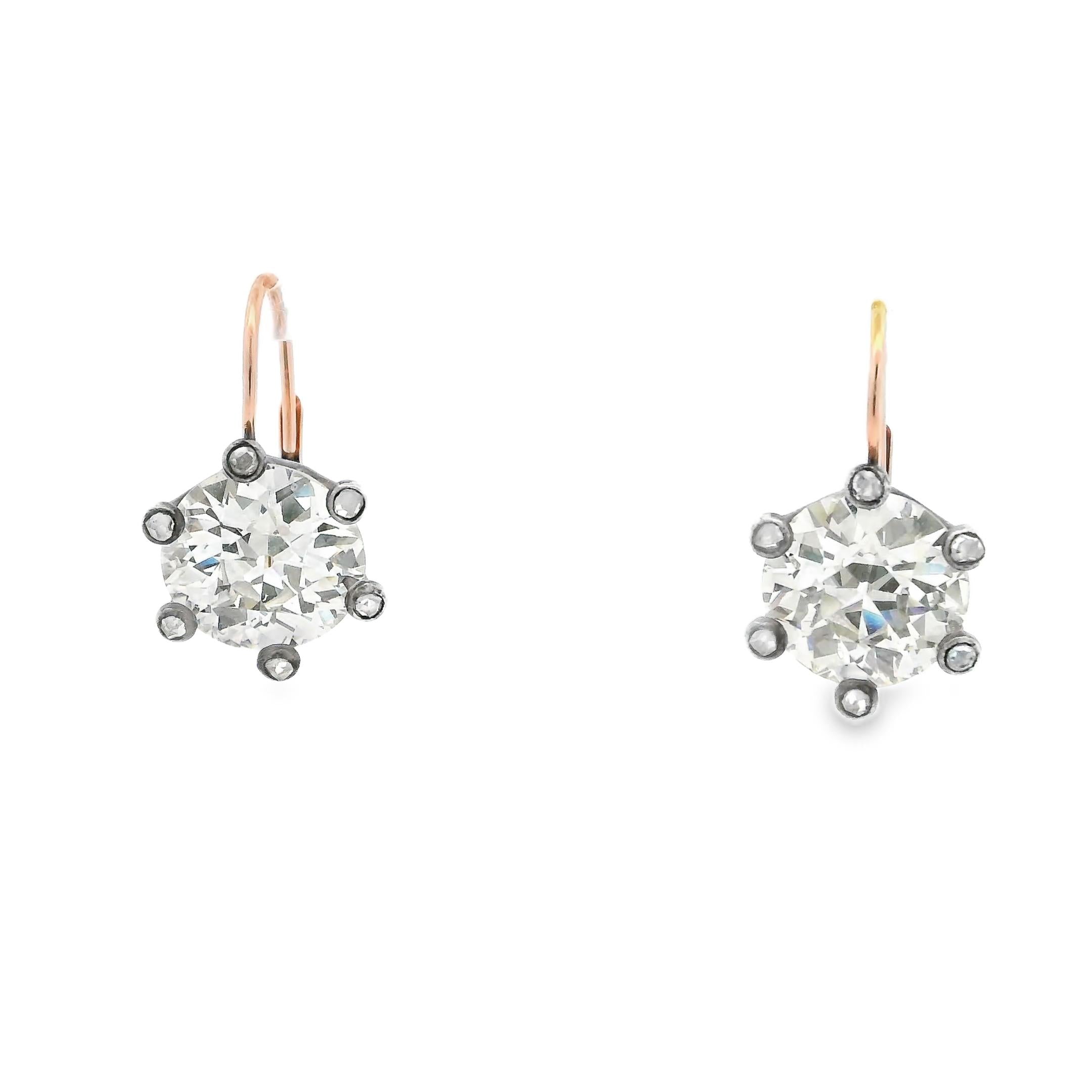 Old European Cut Diamond Dormeuse Earrings