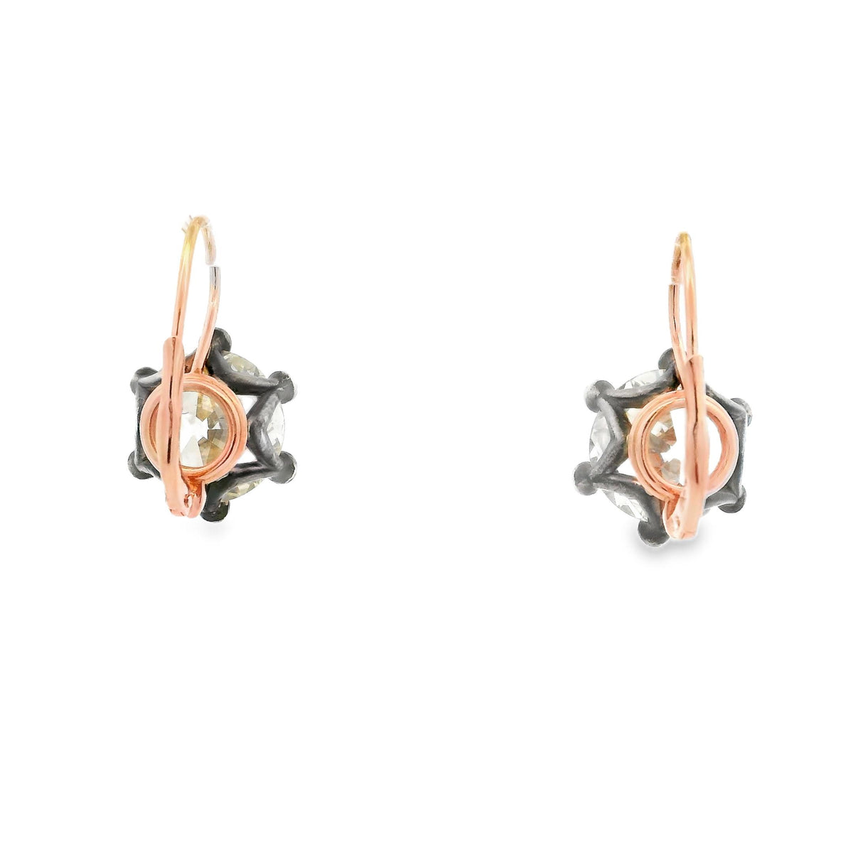 Old European Cut Diamond Dormeuse Earrings, view 4