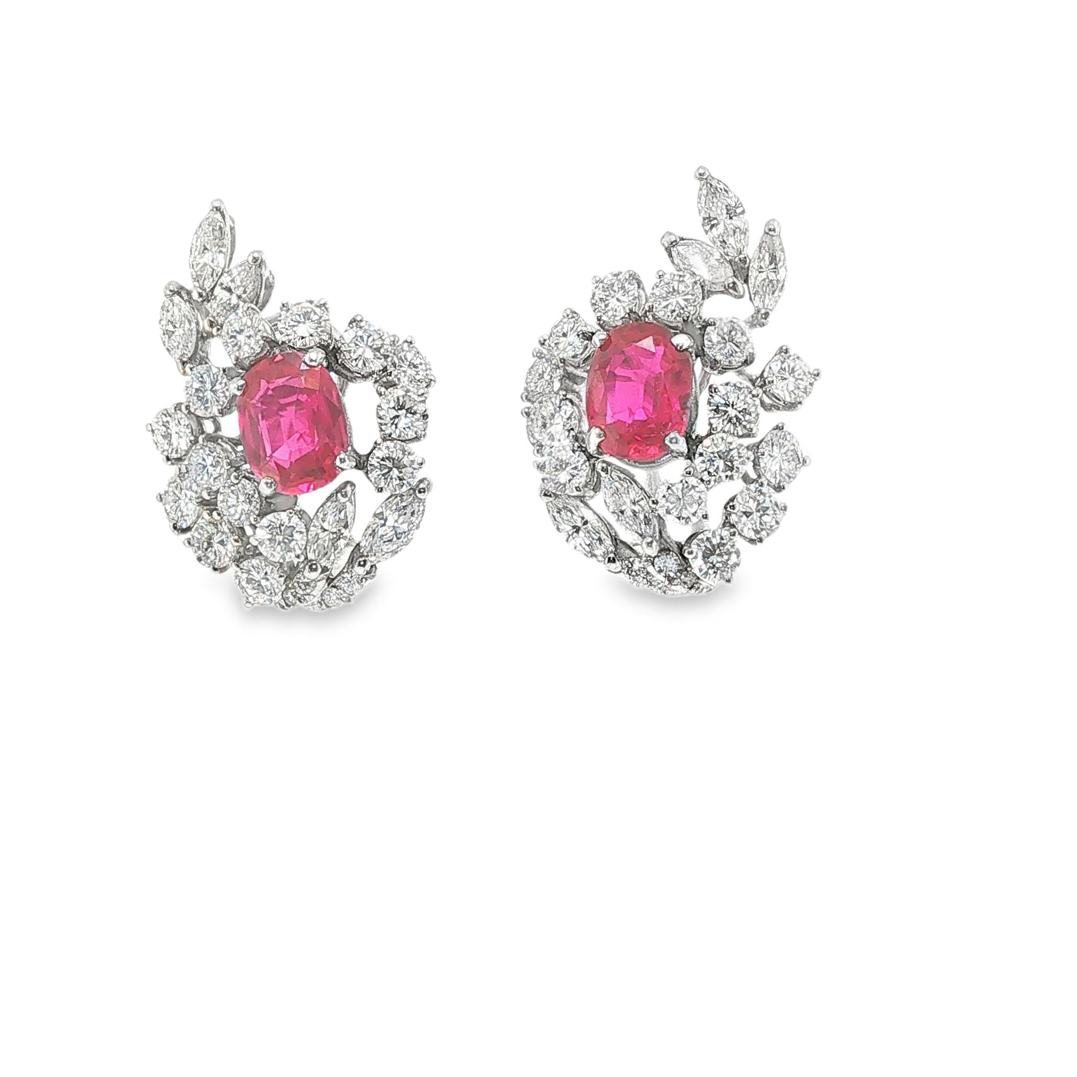 1960s Burmese Ruby and Diamond Earrings