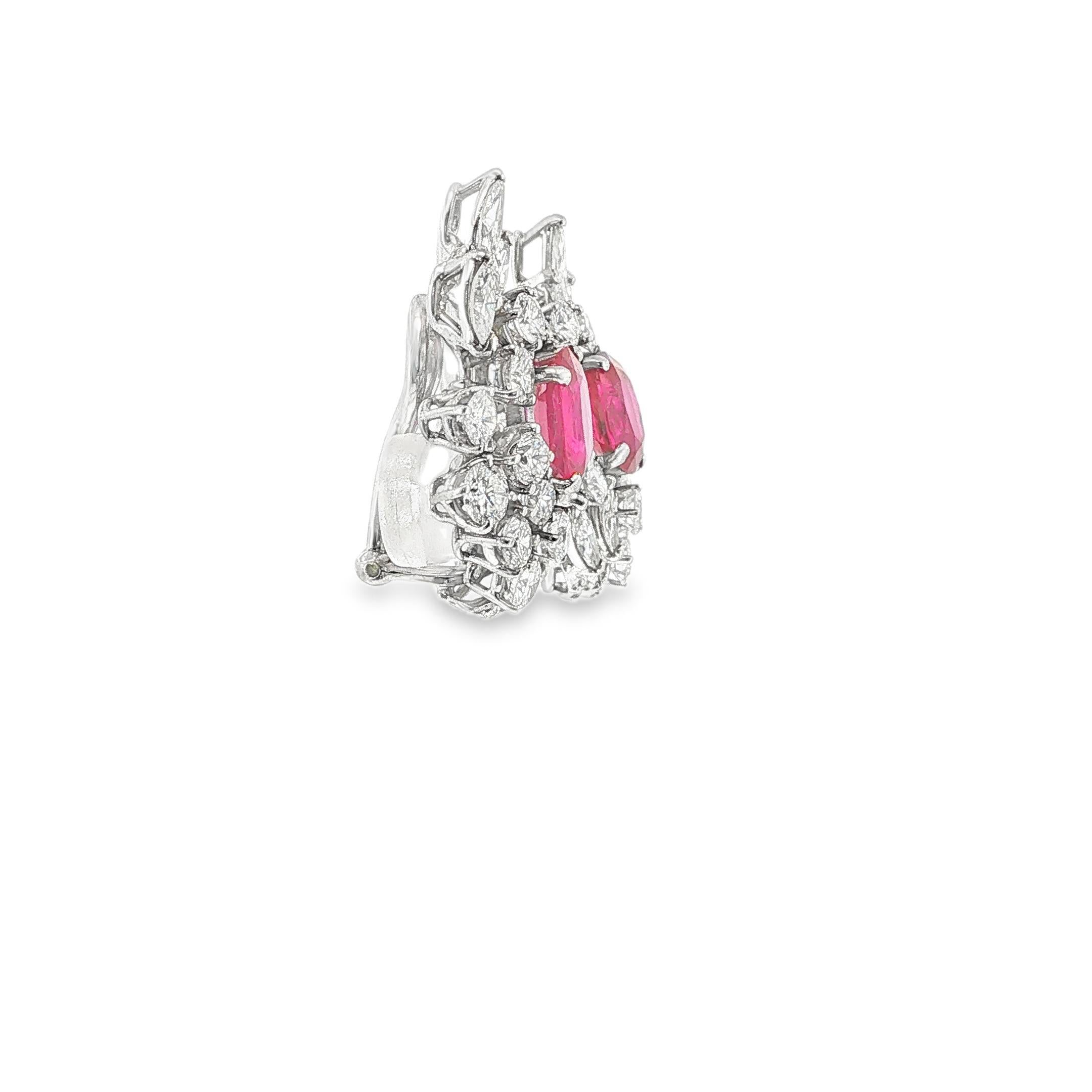 1960s Burmese Ruby and Diamond Earrings