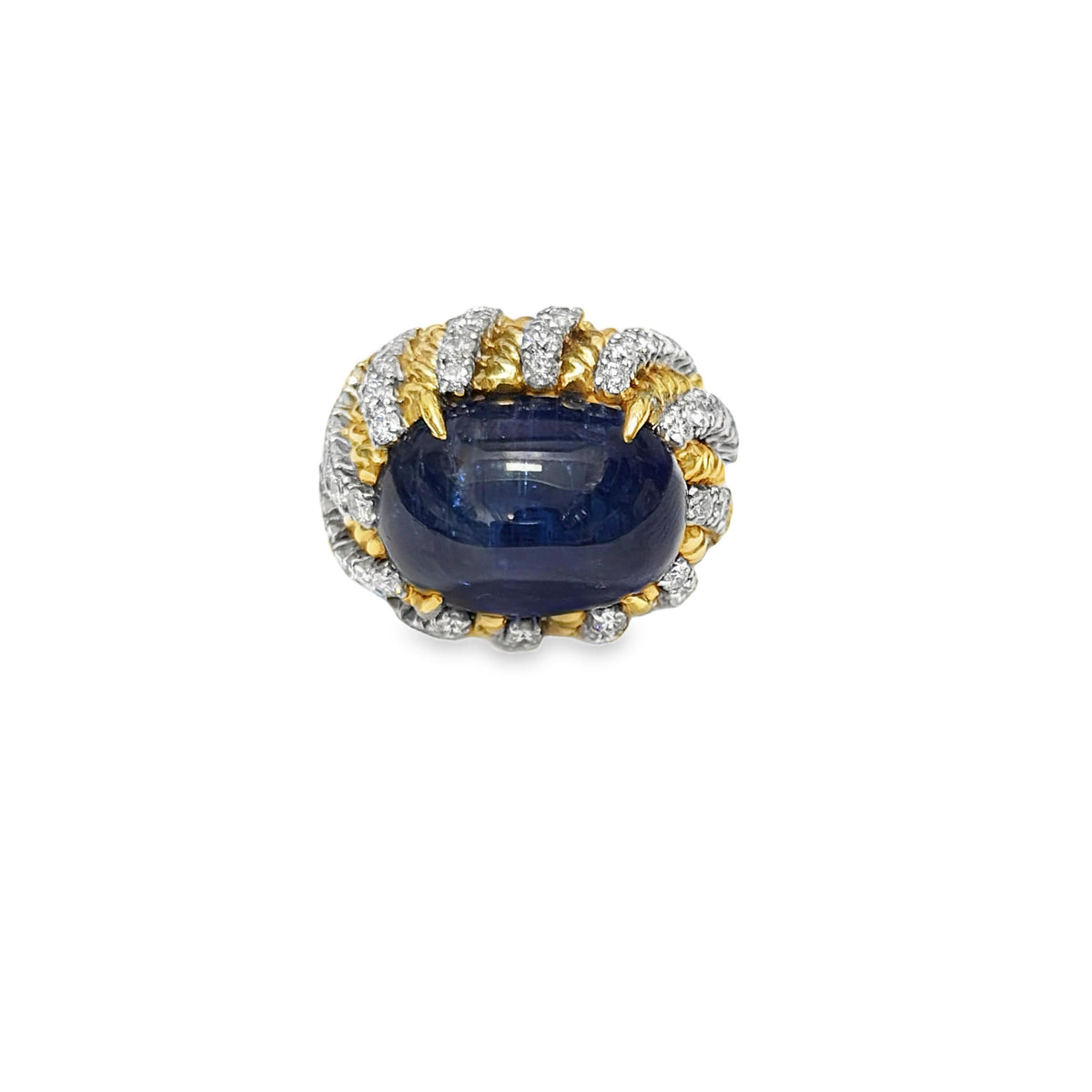 David Webb No-Heat Burmese Sapphire and Diamond Bombe Ring