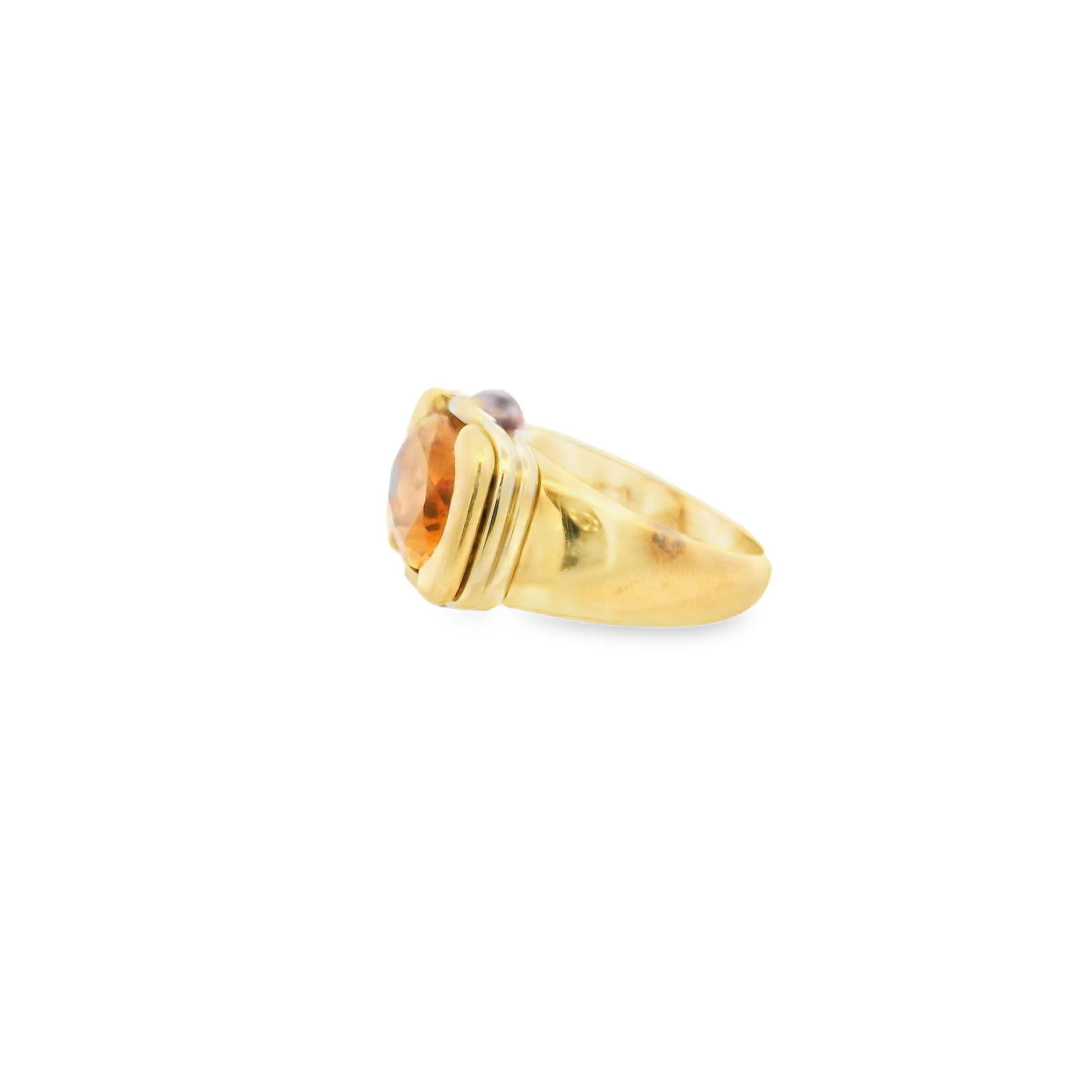 Bulgari Citrine and Cabochon Ruby Ring in 18 Karat Gold