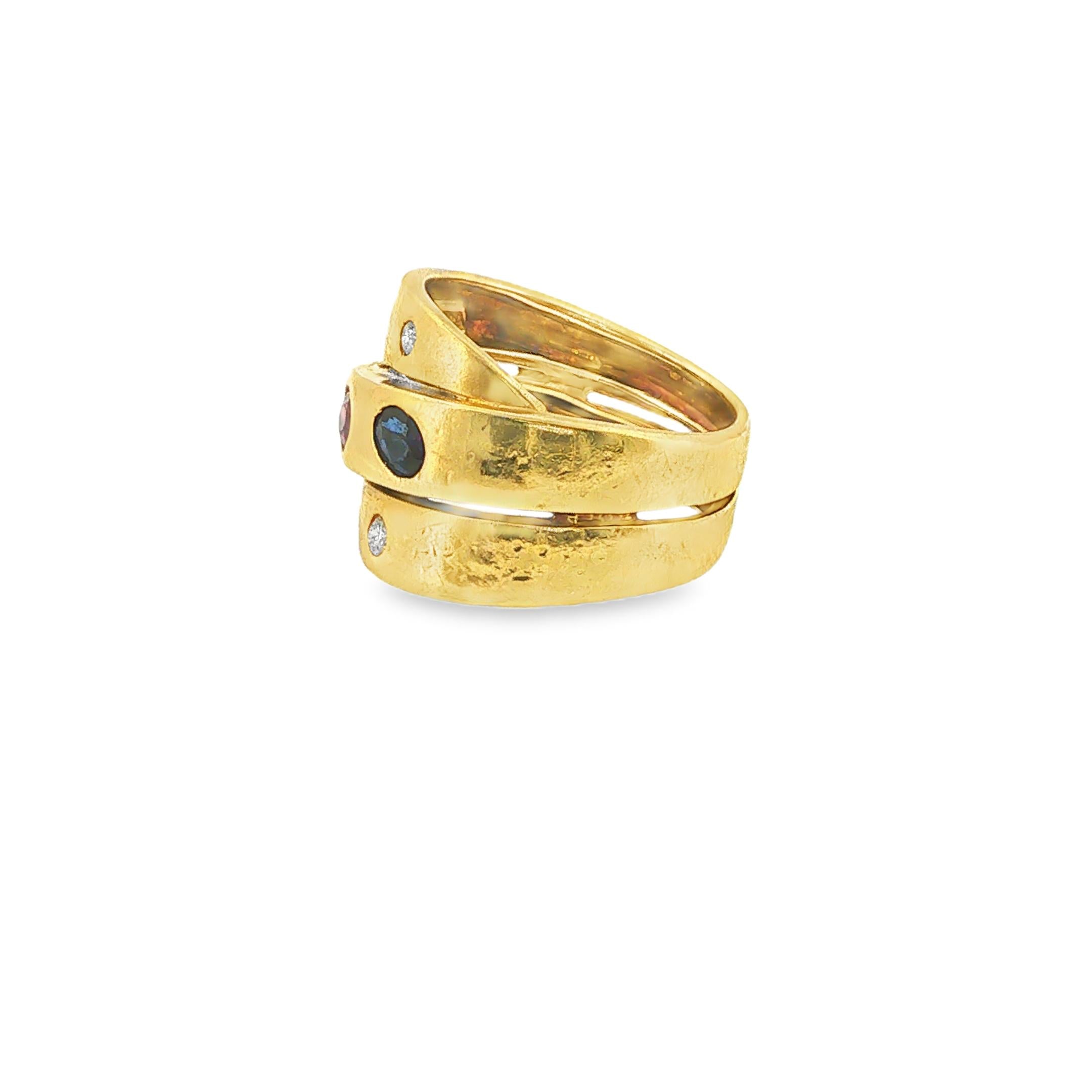 18K Gold Van Cleef & Arpels Ruby Sapphire Diamond Ring