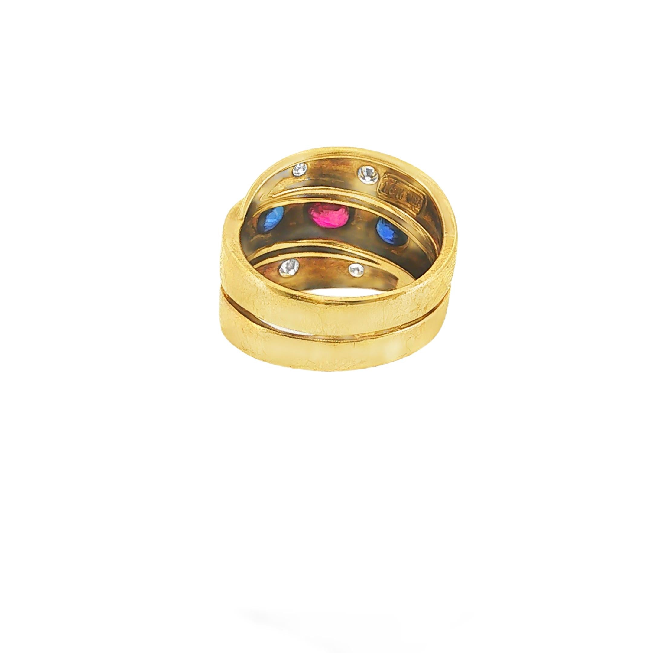 18K Gold Van Cleef & Arpels Ruby Sapphire Diamond Ring